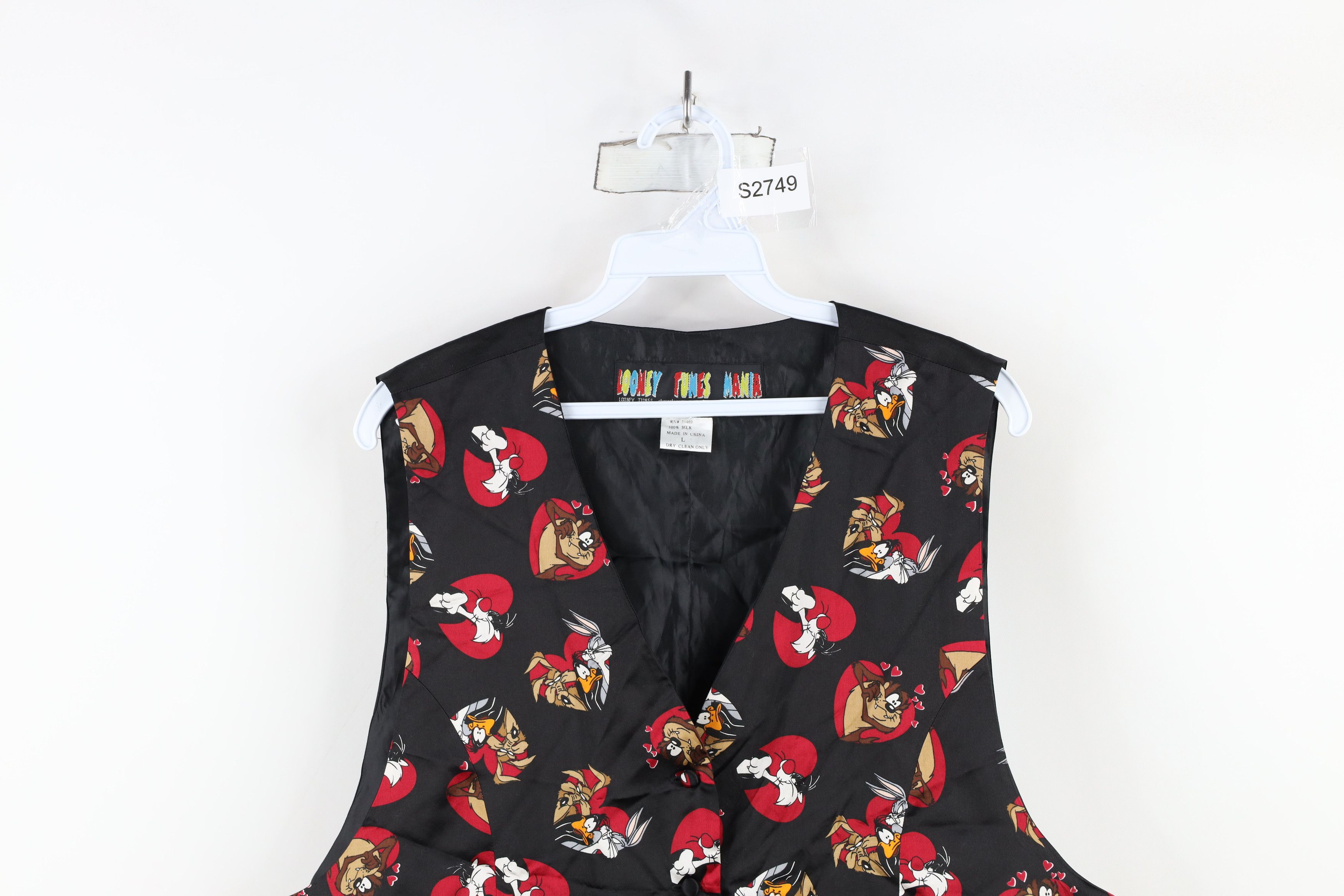 Vintage Vintage 90s Looney Tunes Heart Tie Back Button Vest Jacket Size L / US 10 / IT 46 - 2 Thumbnail