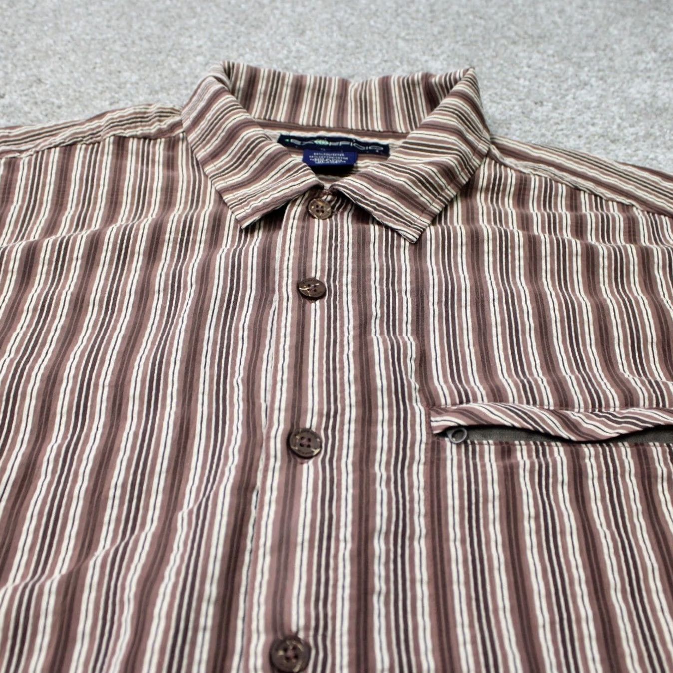 ExOfficio ExOfficio Shirt Mens XL Striped Brown/Tan Short Sleeve Button-Up Casual, Travel, Workwear, All Seasons, Breathable, Pockets Size US XL / EU 56 / 4 - 4 Thumbnail