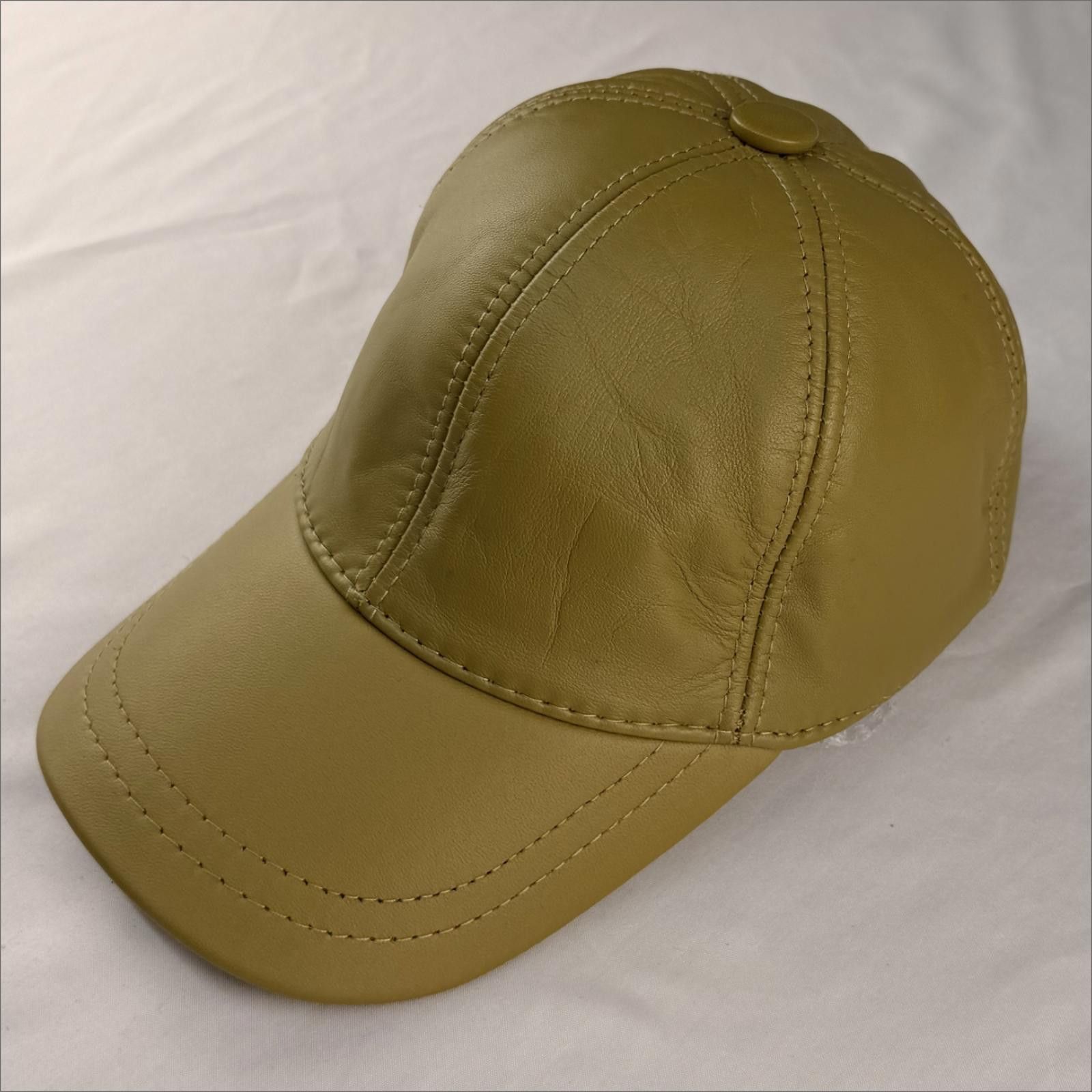 Other NEW Mustard Leather Baseball Cap - Premium Hat 092 Size ONE SIZE - 3 Thumbnail