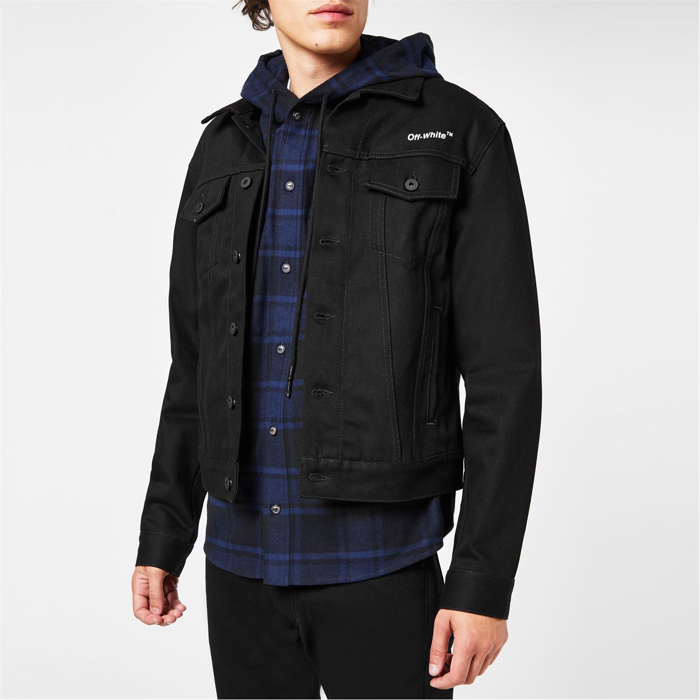 Off-White o1g2r1mq0226 Diagonal Print Denim Jacket in Black Size US XXL / EU 58 / 5 - 5 Thumbnail