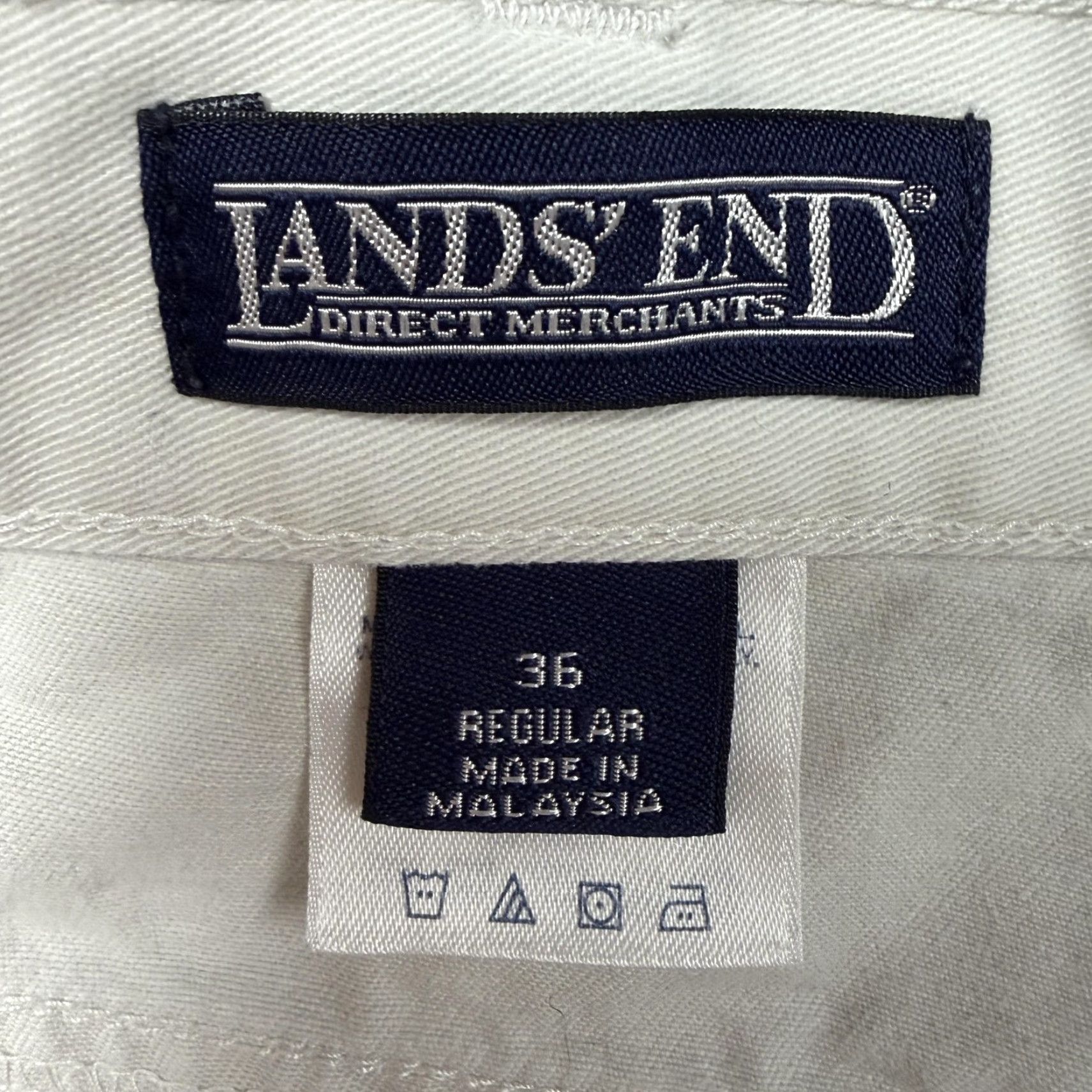 Lands' End VINTAGE Lands' End Chino Pants Mens 36 Regular White Cotton Twill 5-Pocket Tapered Leg Casual Preppy 90s Size US 36 / EU 52 - 7 Thumbnail