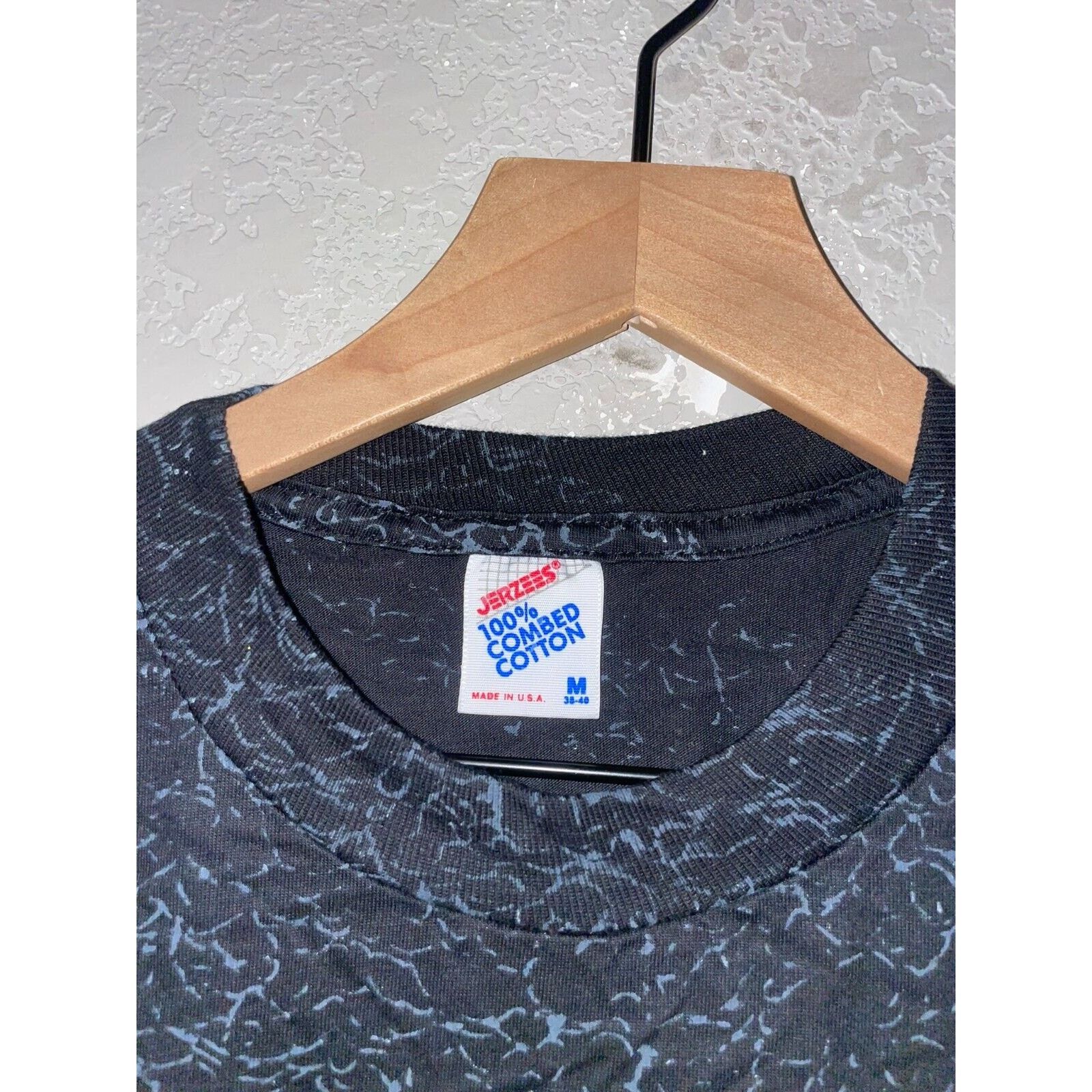 Jerzees Vintage Native American Shirt Montana Black AOP Tee 90s M Size US M / EU 48-50 / 2 - 9 Thumbnail