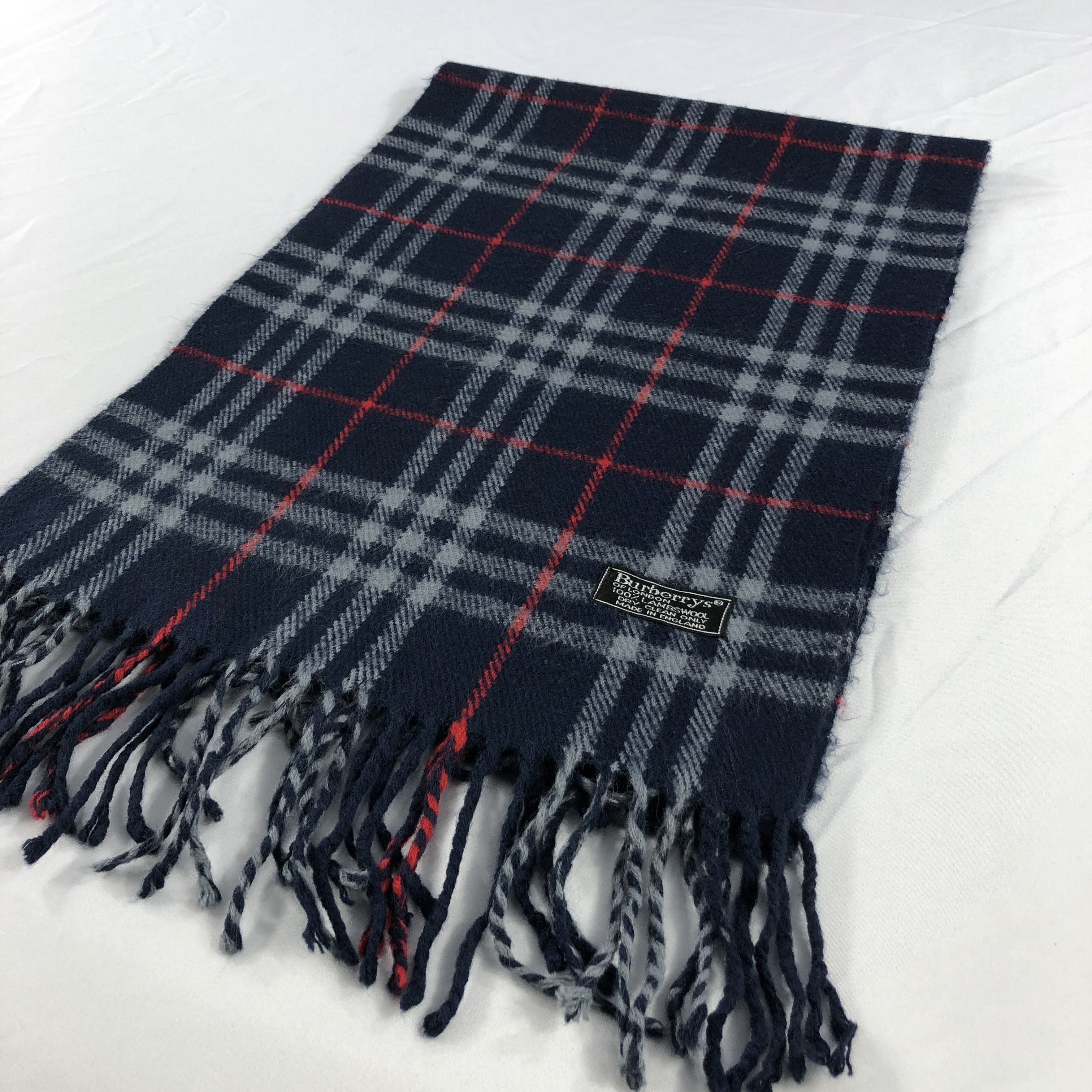 Burberry Burberrys Nova Check Blue Wool Scarf Muffler V1046 Size ONE SIZE - 3 Thumbnail