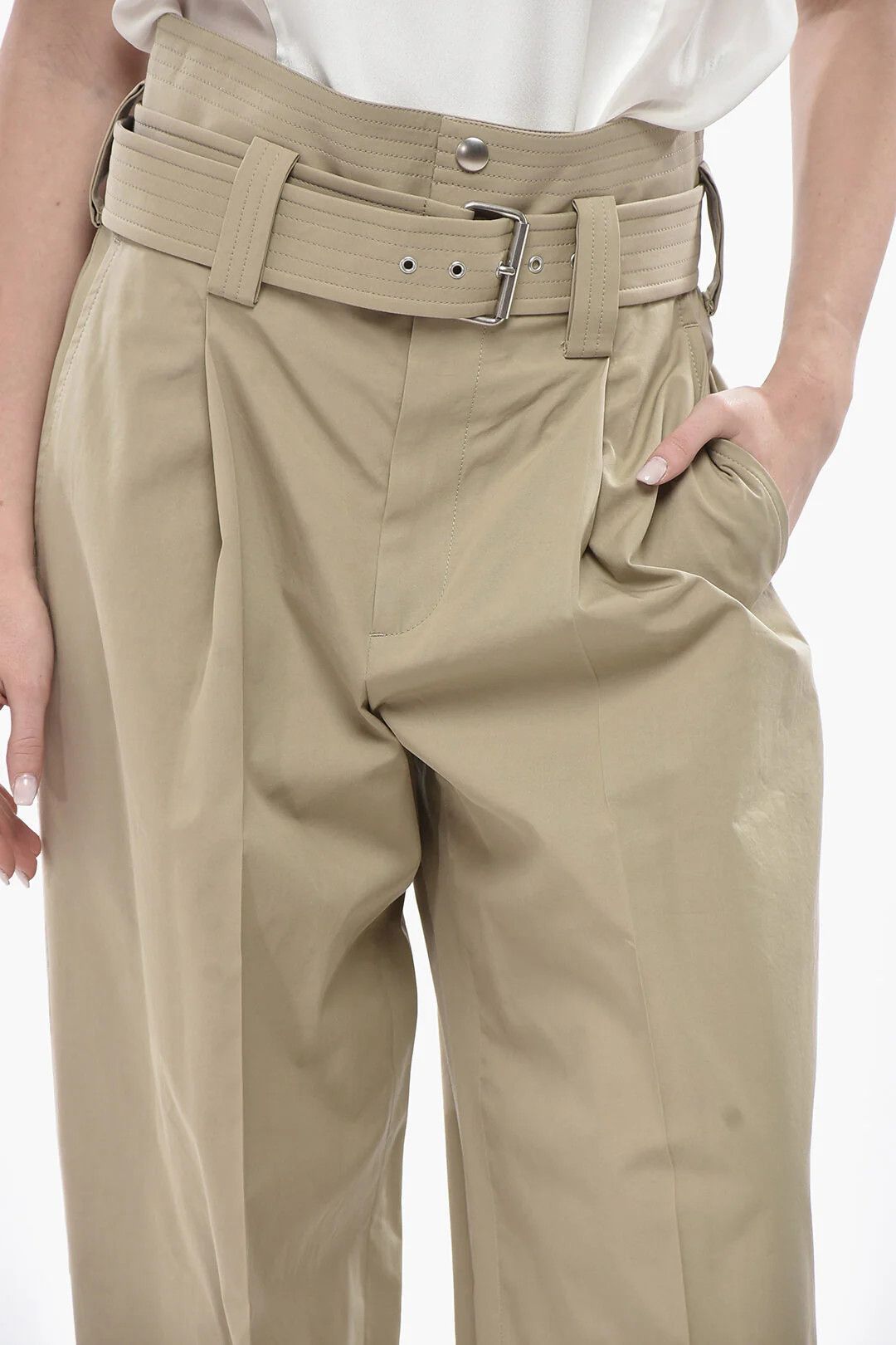 Bottega Veneta og1mm0426 Carrot-Fit Pant in Beige Size 26" / US 2 / IT 38 - 3 Thumbnail