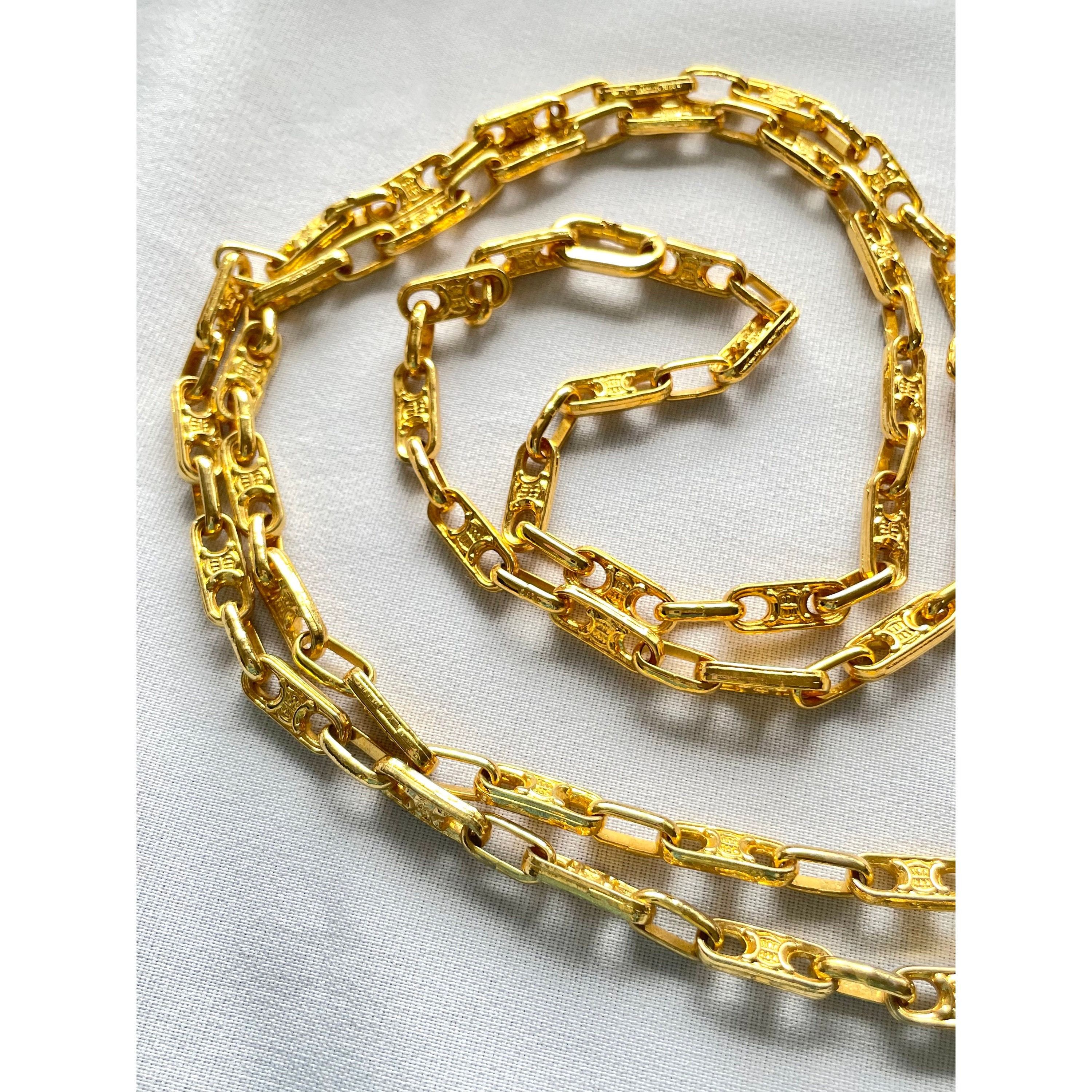 Celine Vintage Celine golden long necklace with triomphe logo Size ONE SIZE - 6 Thumbnail