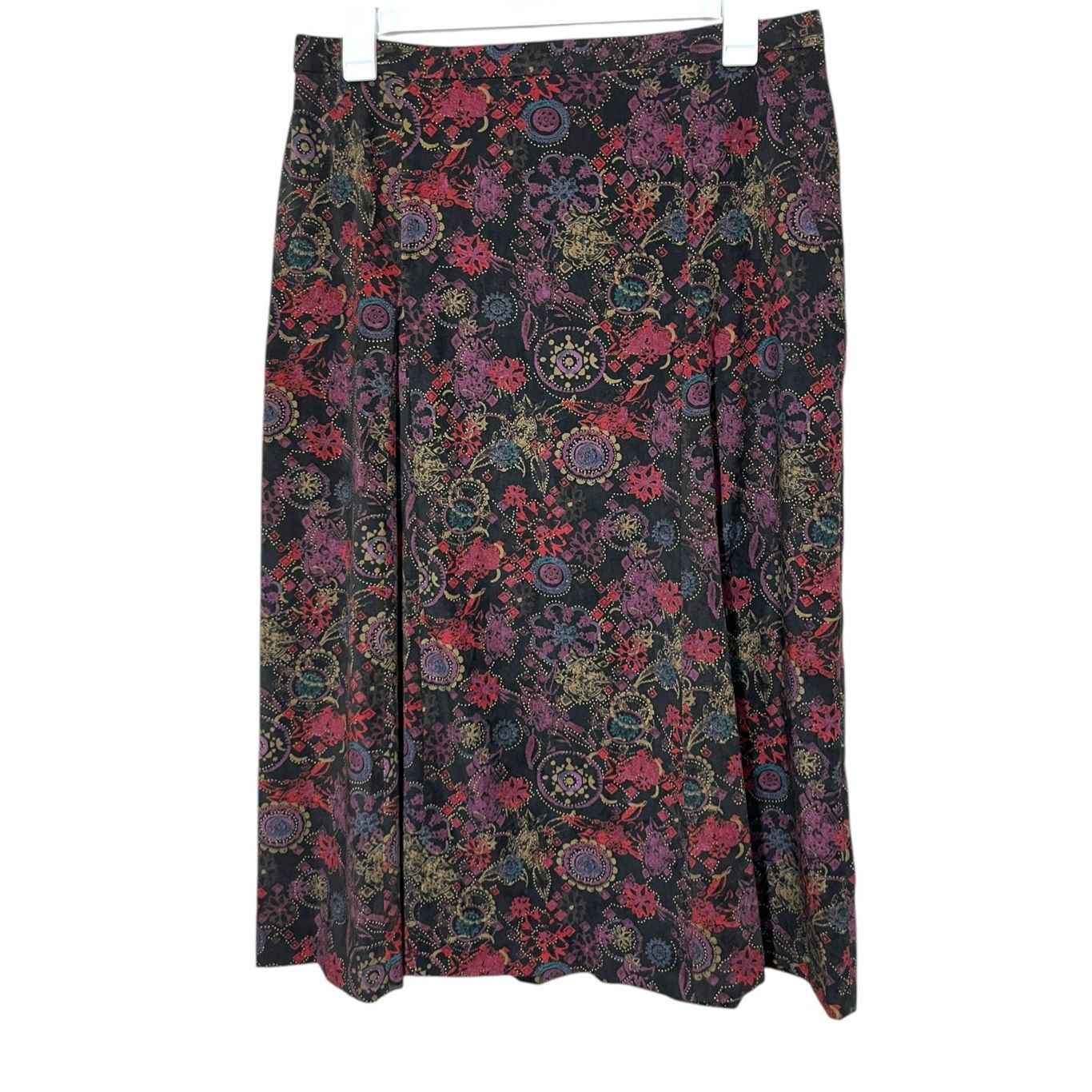 Other Christopher & Banks Y2K skirt Midi black floral paisley fair Size 36" / US 14 / IT 50 - 1 Thumbnail