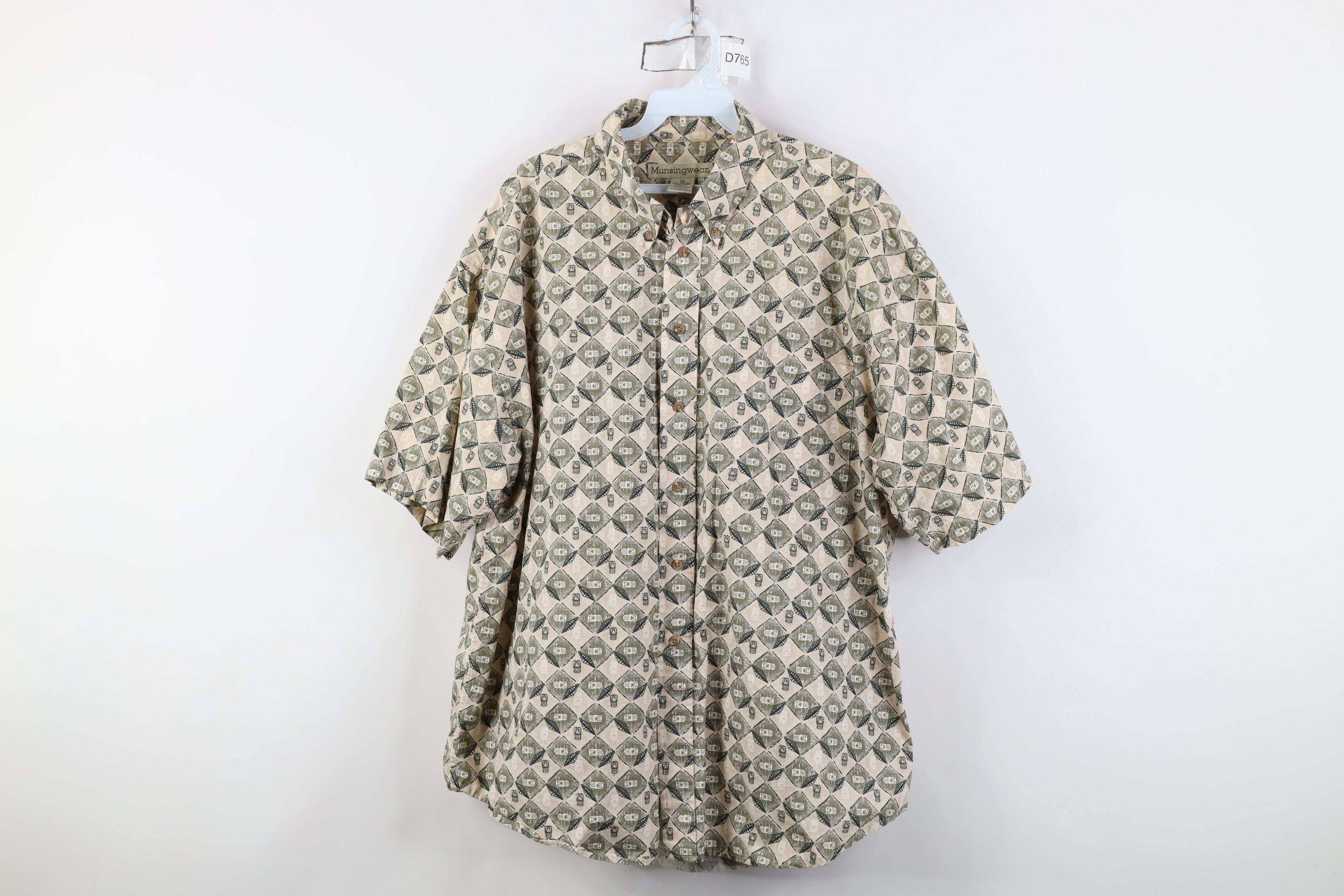 Vintage Vintage 90s Streetwear Geometric Tiki Mask Button Down Shirt Size US XL / EU 56 / 4 - 1 Thumbnail