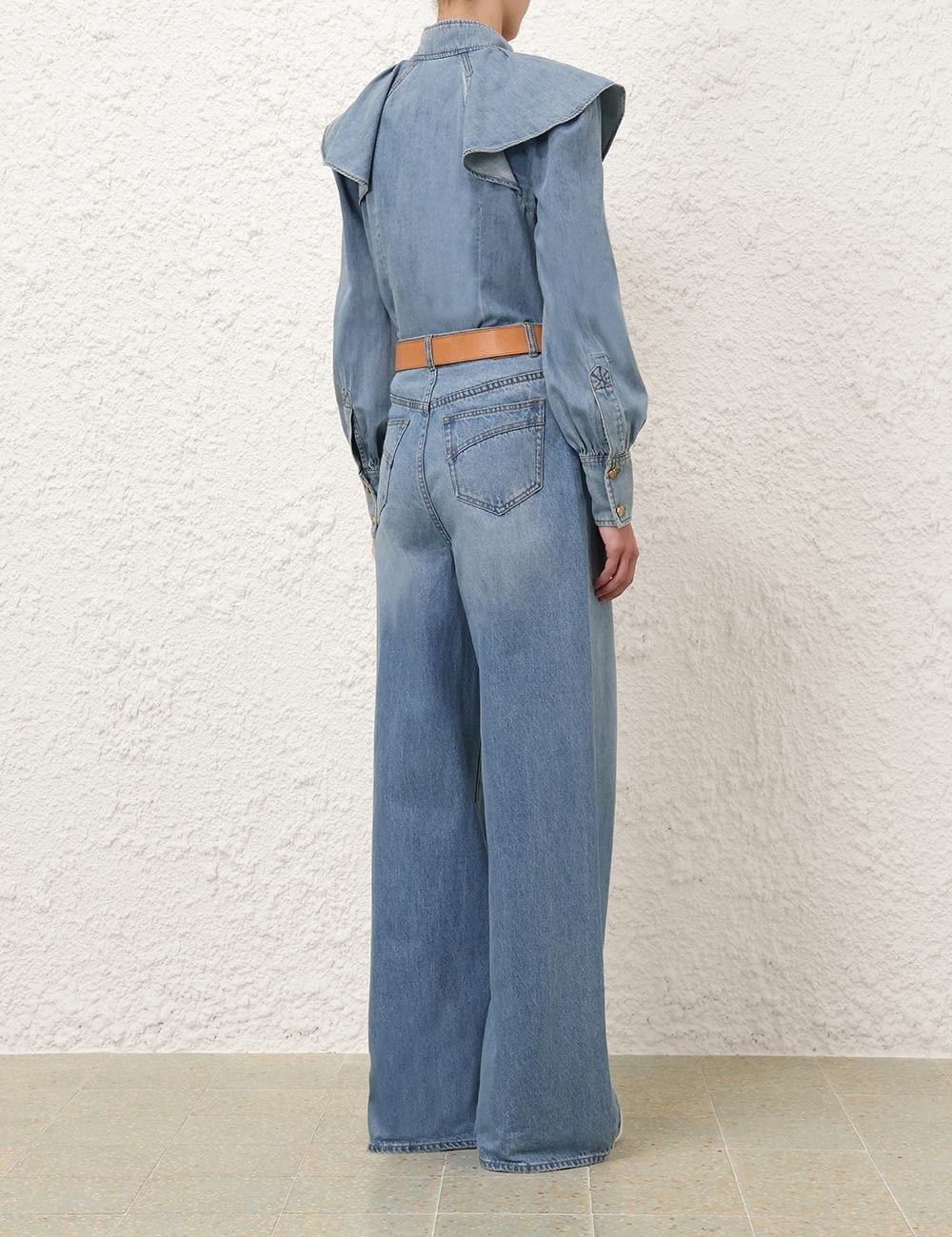 Zimmermann oc11z1025 Crush Denim Blouse in Blue Size L / US 10 / IT 46 - 5 Thumbnail