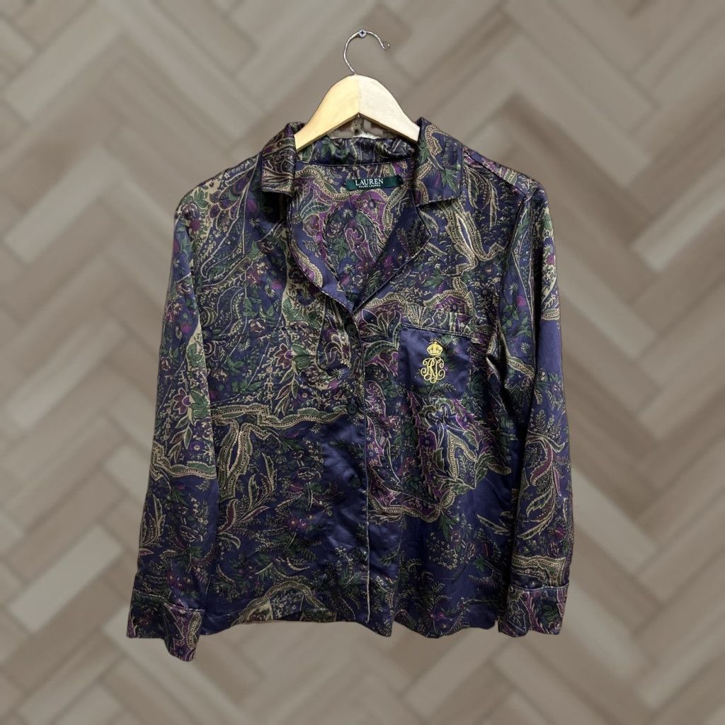 Ralph Lauren Lauren Ralph Lauren Womens Purple Paisley Pattern Button-Up Size Small Shirt Womens S Purple Paisley Pattern Button-Up Short Sleeve? Size S / US 4 / IT 40 - 1 Thumbnail