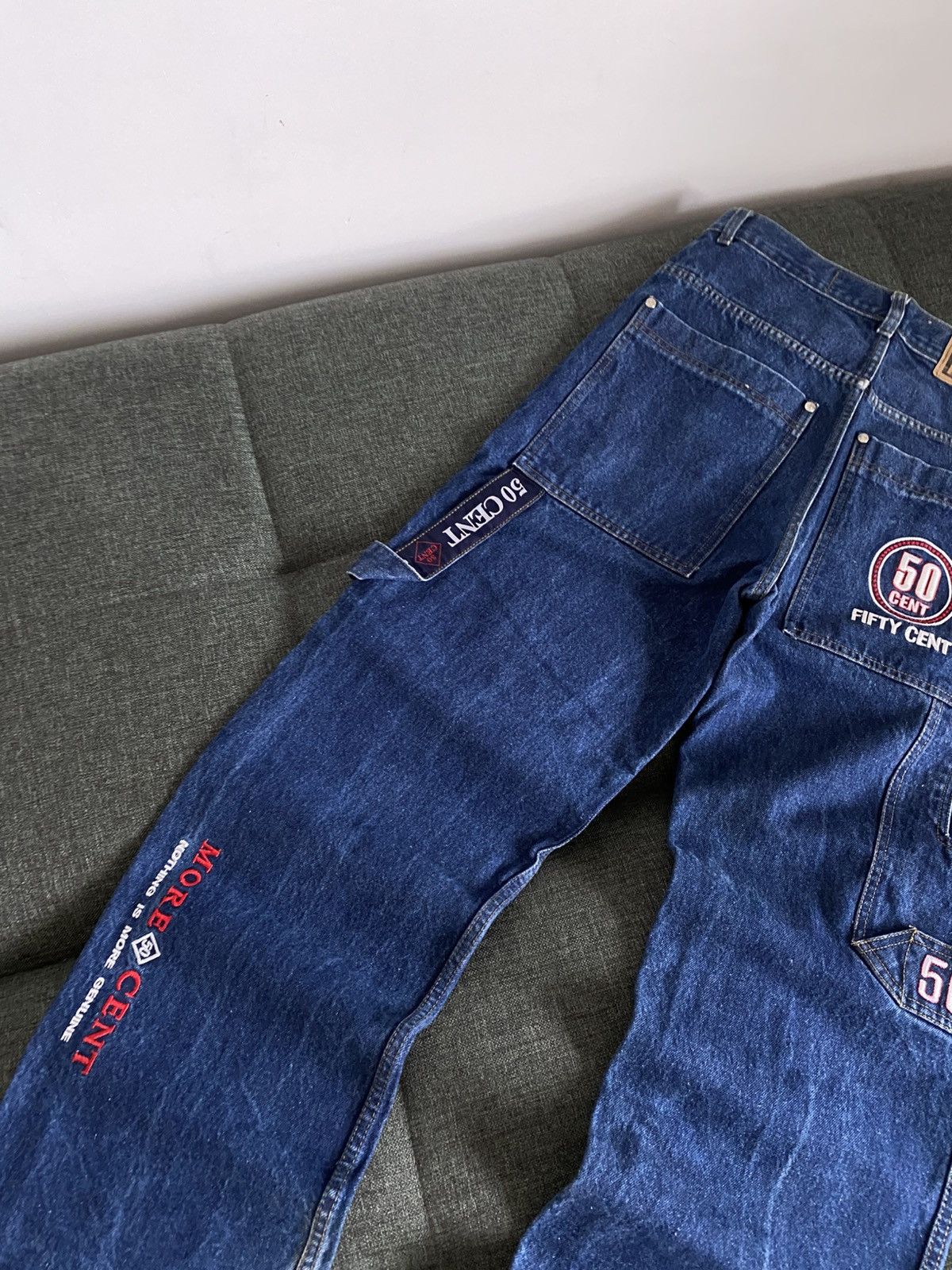 Vintage Vintage 50Cent Baggy Denim Jeans Wide Avant Garde Y2K Faded Size US 30 / EU 46 - 3 Thumbnail