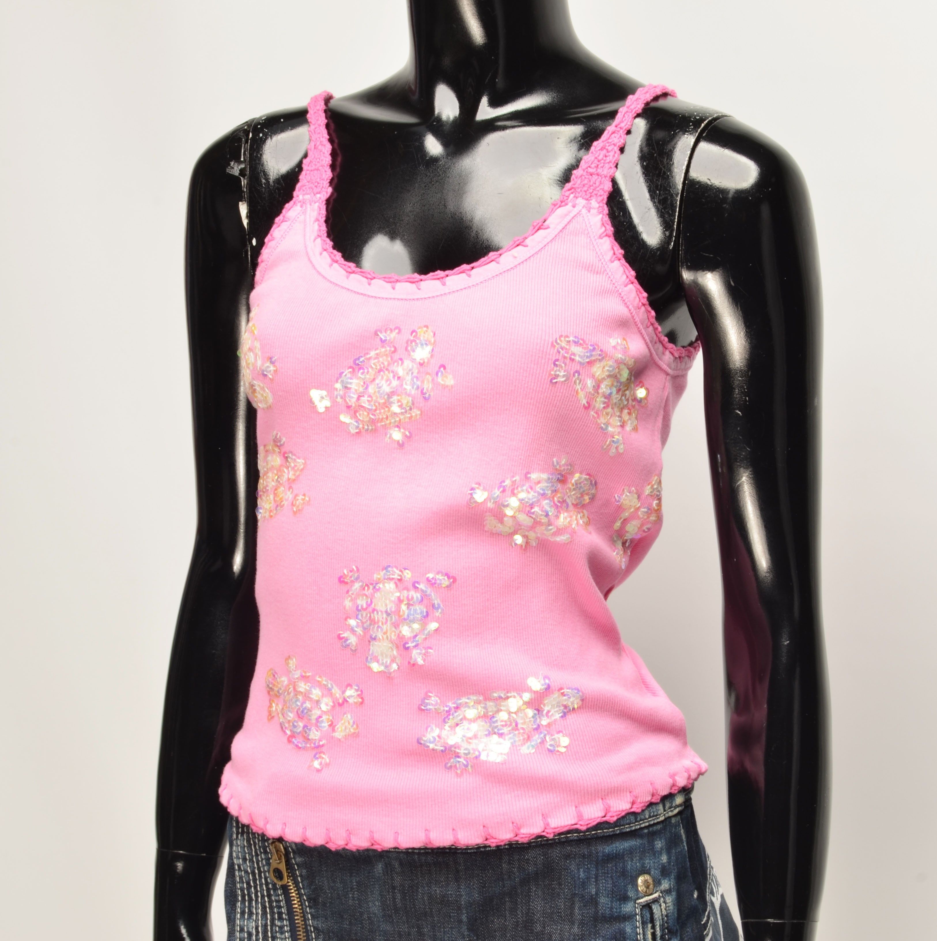 Vintage Vintage Be Luini Y2K Turtle Sequin Beaded Tank Top Size S / US 4 / IT 40 - 2 Thumbnail
