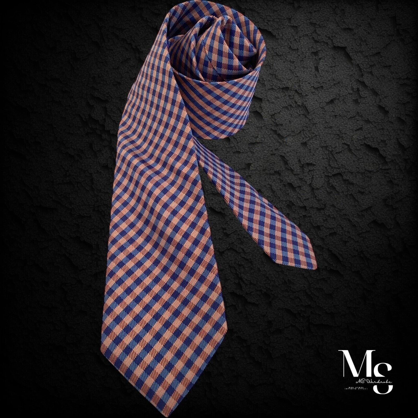 Ted Baker TED BAKER Orange Blue PLaids & Cheks Italian Silk Tie Made I Size ONE SIZE - 1 Thumbnail