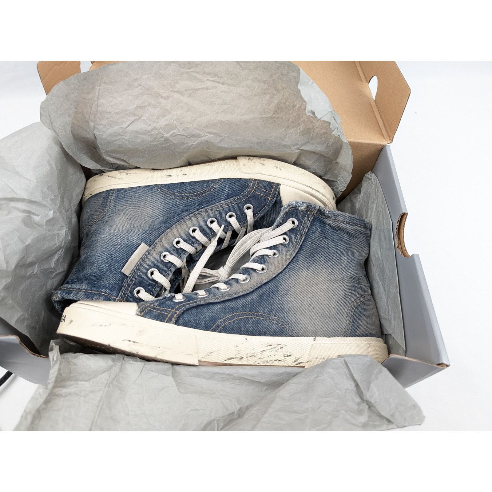 Balenciaga o1rshd1 90'S Paris High-Top Sneakers in Denim Blue Size US 8 / EU 41 - 20 Thumbnail