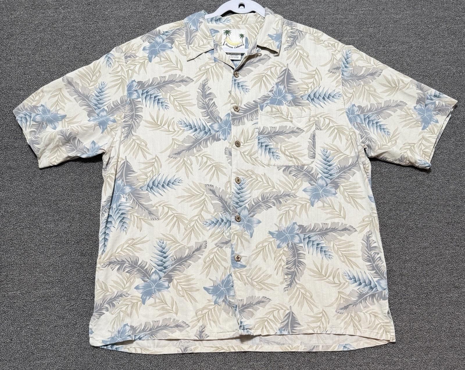 Other Banana Cabana Mens M Silk Hawaiian Shirt Tan Short Sleeve Size US XL / EU 56 / 4 - 1 Thumbnail