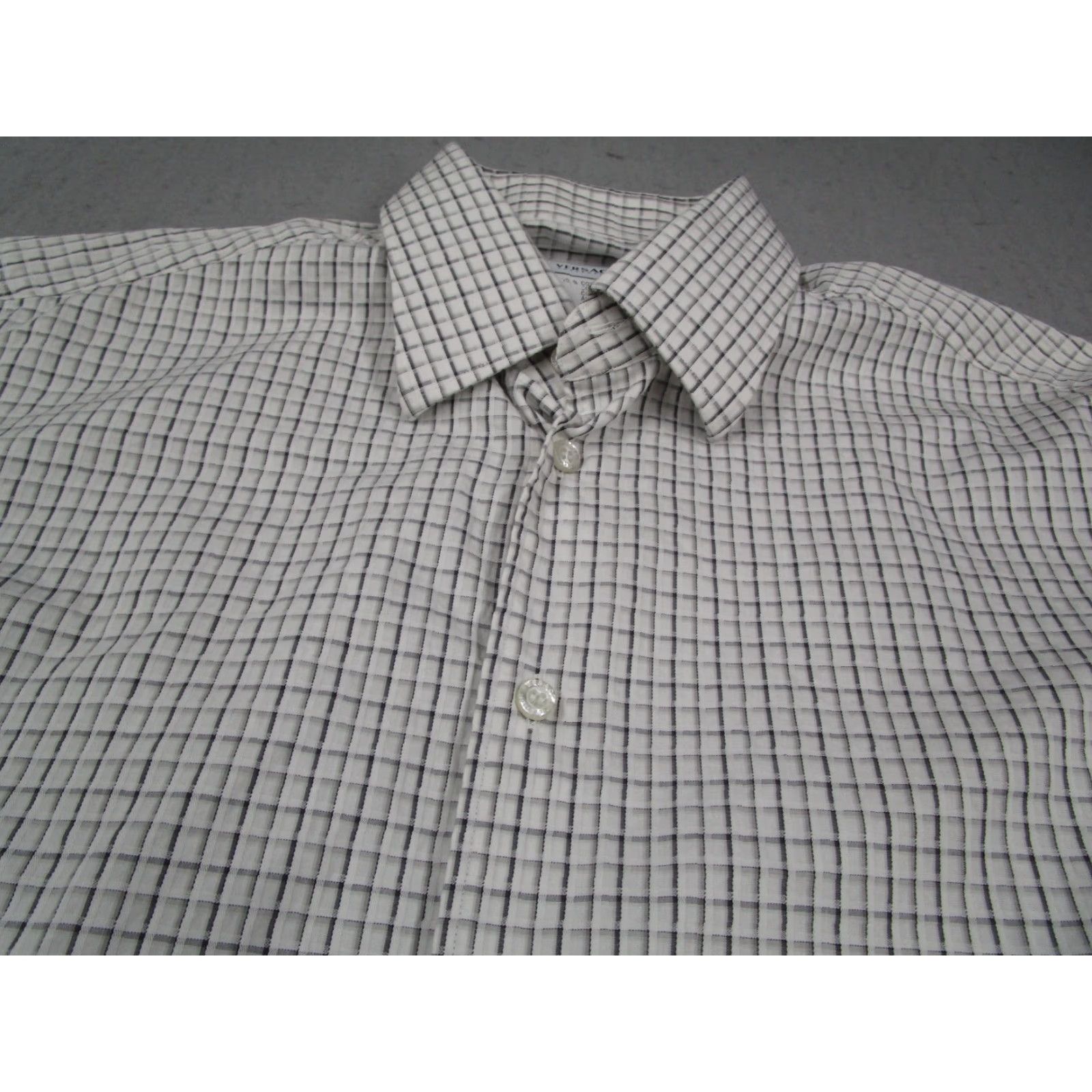 Versace VINTAGE Versace COLLECTION Shirt Mens White Check Long Sleeve Button Up 42 16.5 Size US XL / EU 56 / 4 - 2 Thumbnail