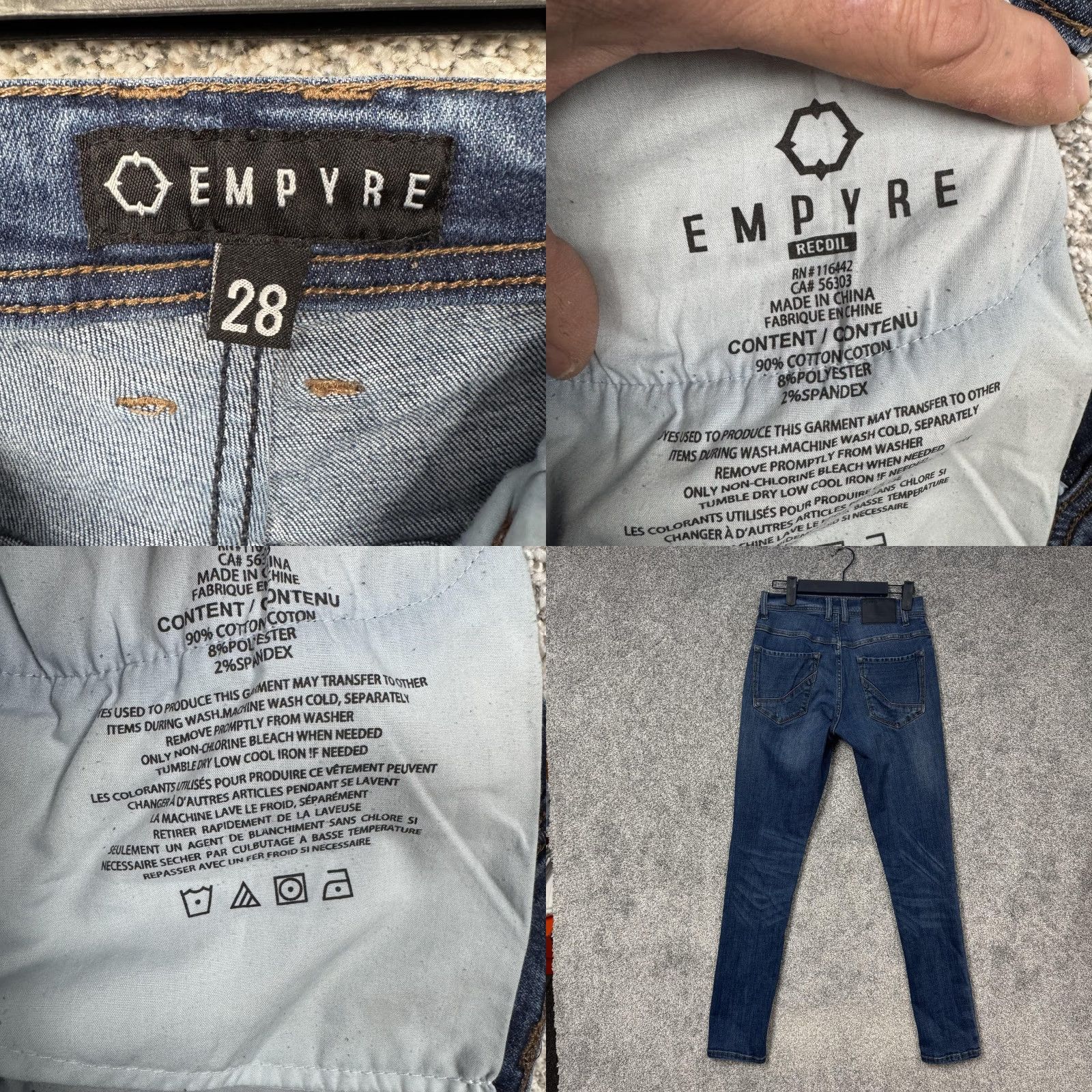 Empyre Empyre Redoil Jeans Mens 28x29.5 Blue Skinny Low Rise Stretch Denim Casual Size US 28 / EU 44 - 8 Thumbnail