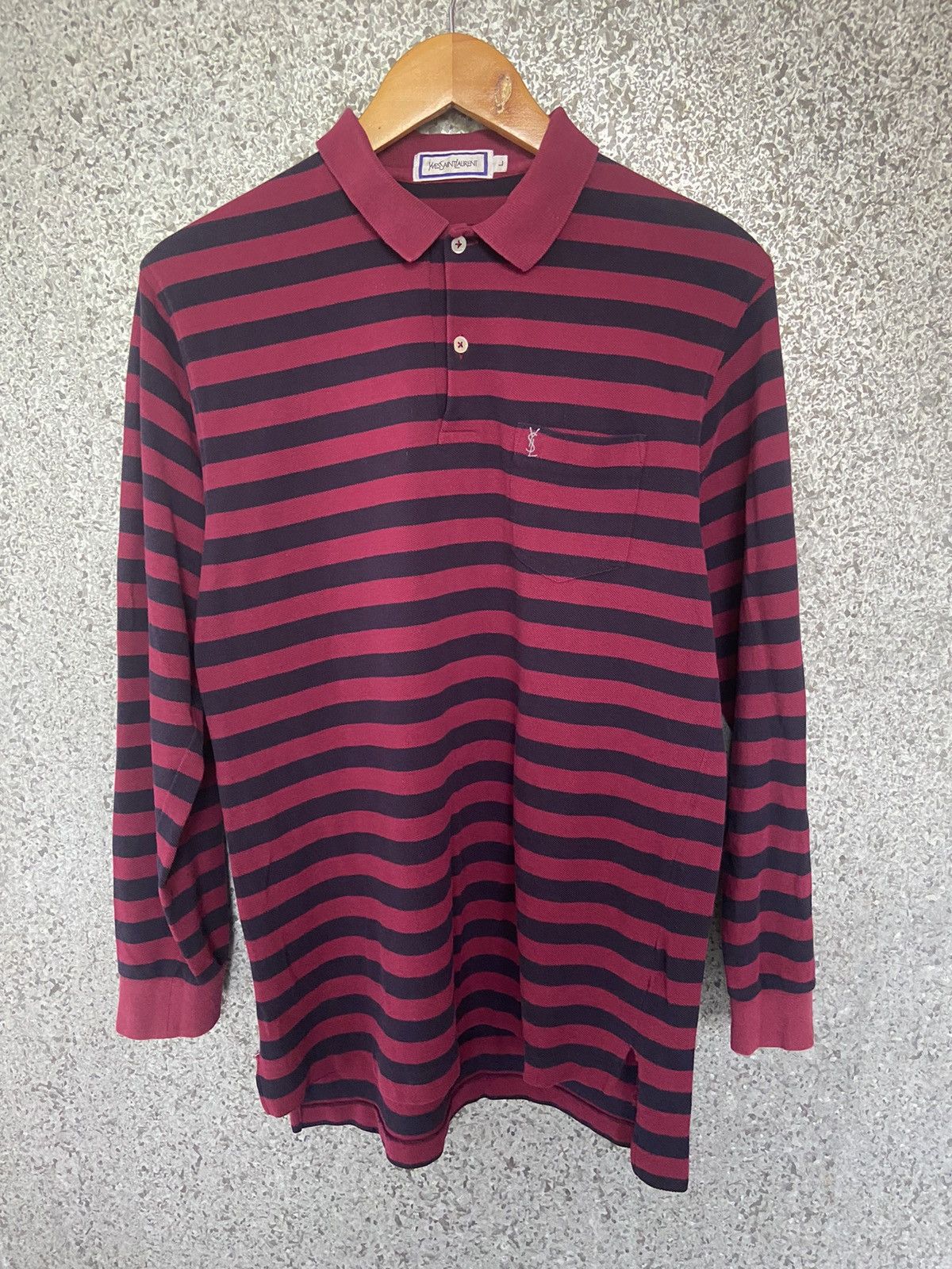 Pre-owned Saint Laurent Vintage Yves  Polo T Shirt Long Sleeve In Black