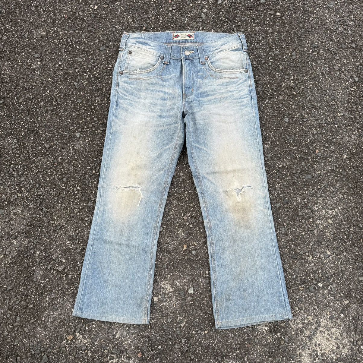 Edwin VINTAGE EDWIN FLARE FADED RIPPEP JEAN DENIM PANTS Size US 35 - 2 Thumbnail