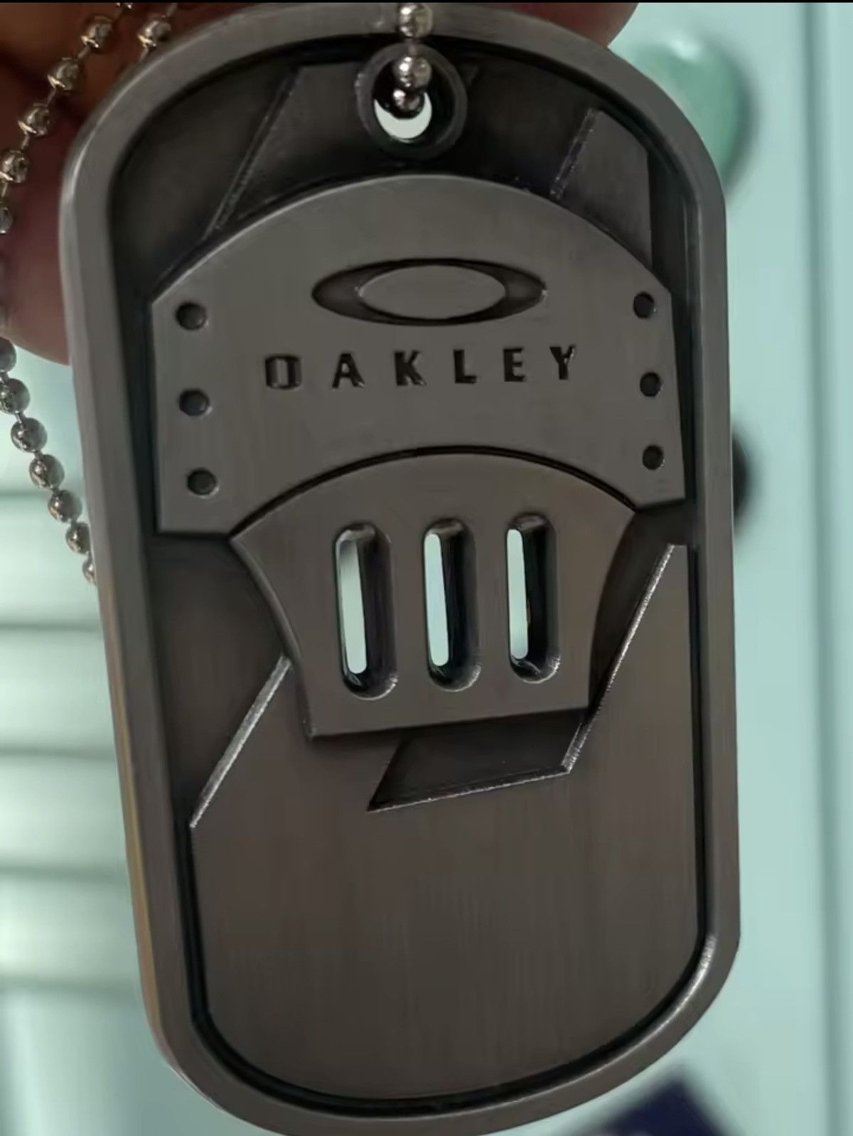 Oakley Oakley pendant necklace central logo military tag steel Size ONE SIZE - 5 Thumbnail