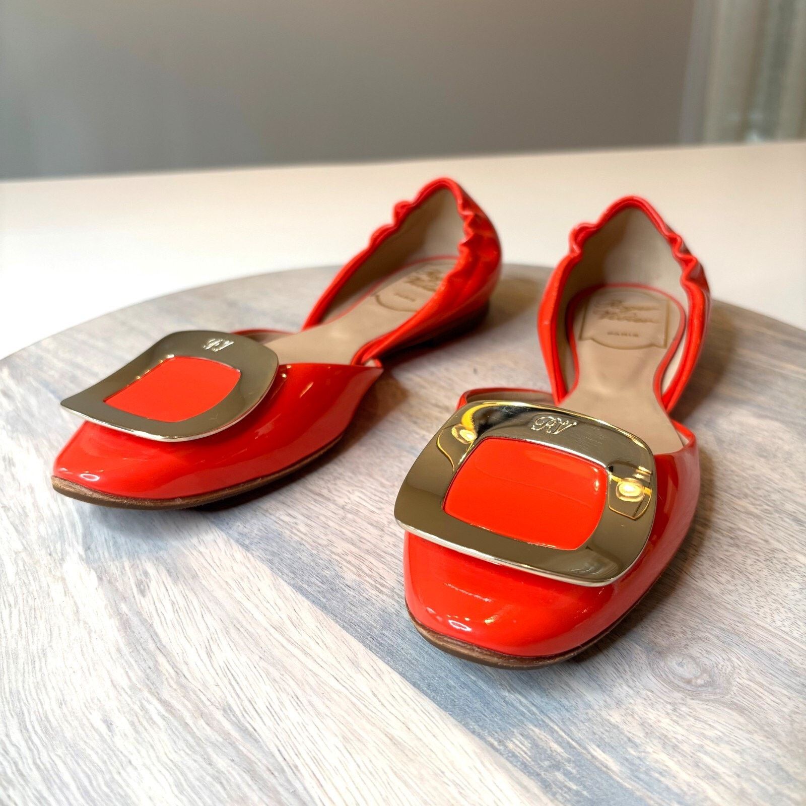 Roger Vivier Roger Vivier Women's Red Orange Ballet Flats Italy US Size 5 Size US 5 / IT 35 - 1 Thumbnail