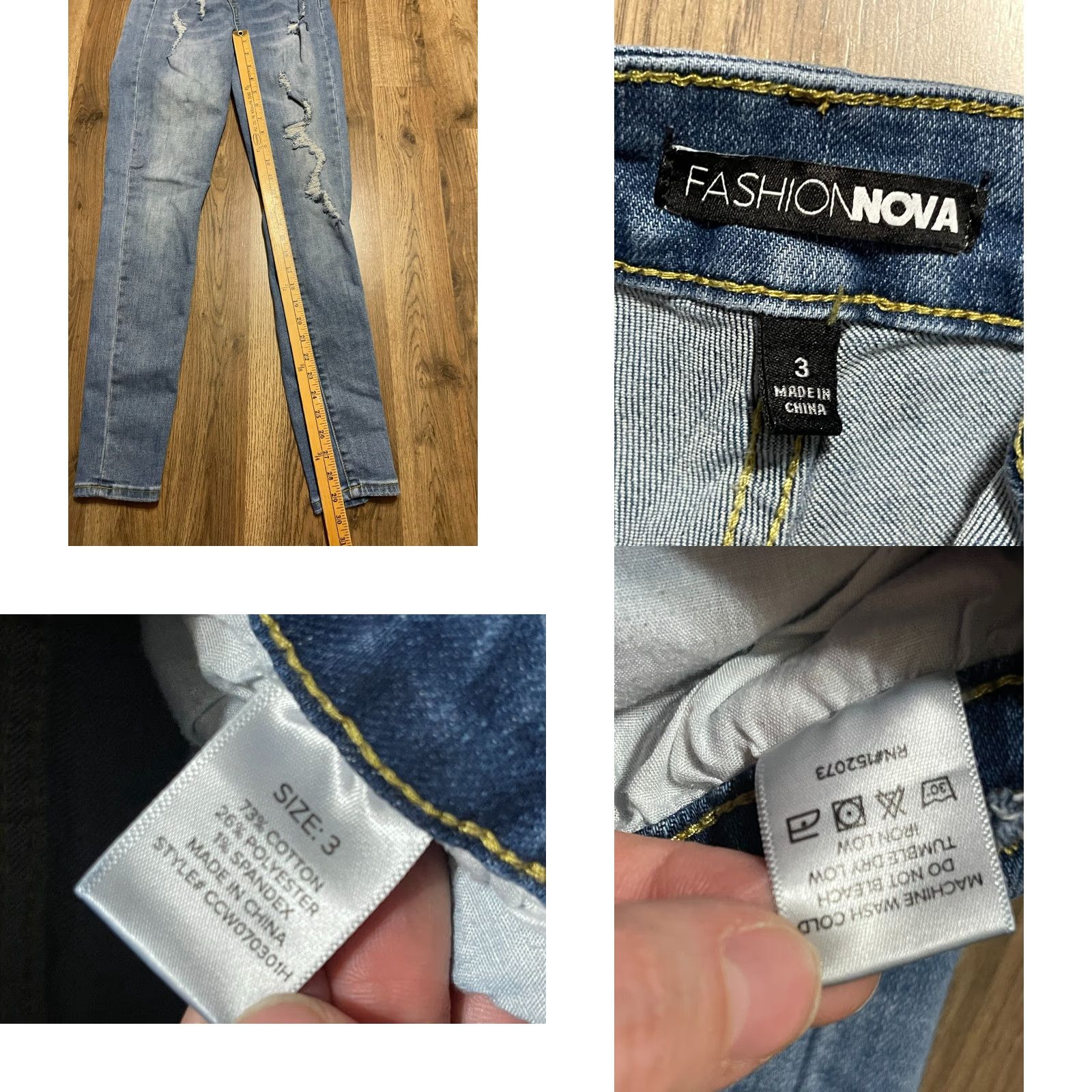 Fashion Nova Fashion Nova Jeans Women's Size 3 Blue Denim Skinny Distressed Pockets Womens Size 26" / US 2 / IT 38 - 8 Thumbnail