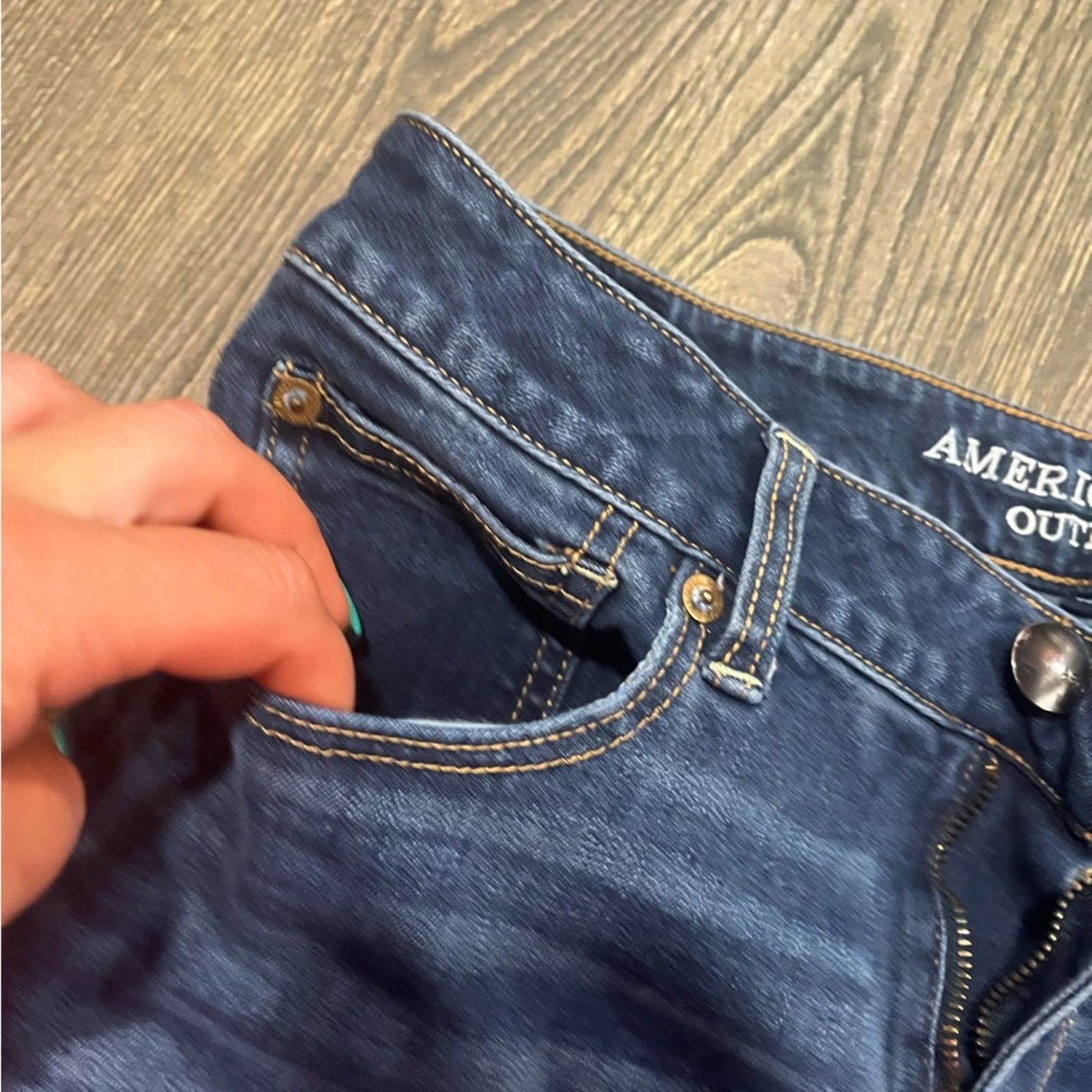 American Eagle Outfitters American Eagle AEO Denim Shortie Shorts Dark Wash Blue Size8 Size 30" / US 8 / IT 44 - 3 Thumbnail