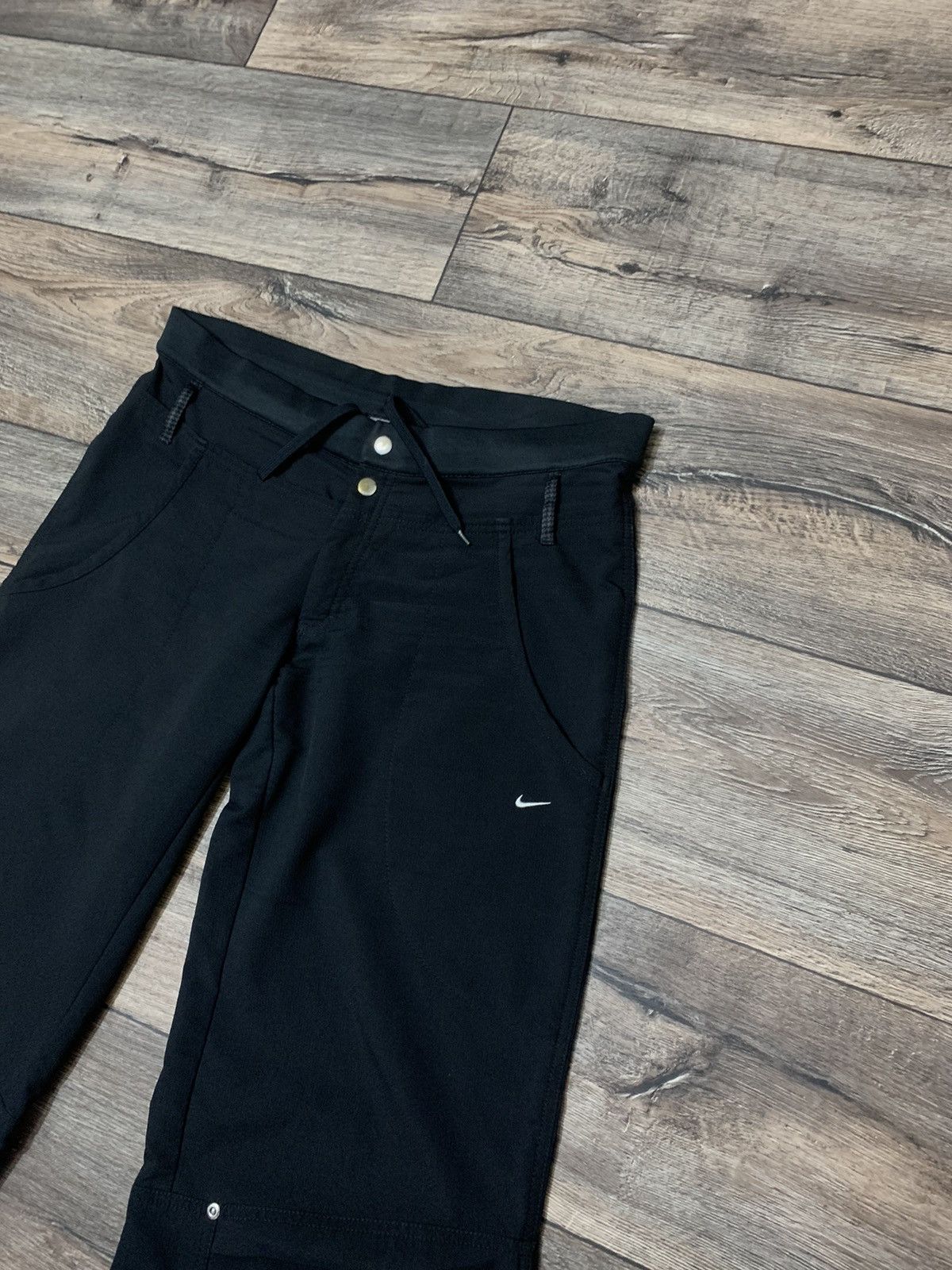 Nike × Vintage Vintage Nike Y2K Women’s Black Drill Nylon Flaps Pants Size 34" / US 12 / IT 48 - 3 Thumbnail