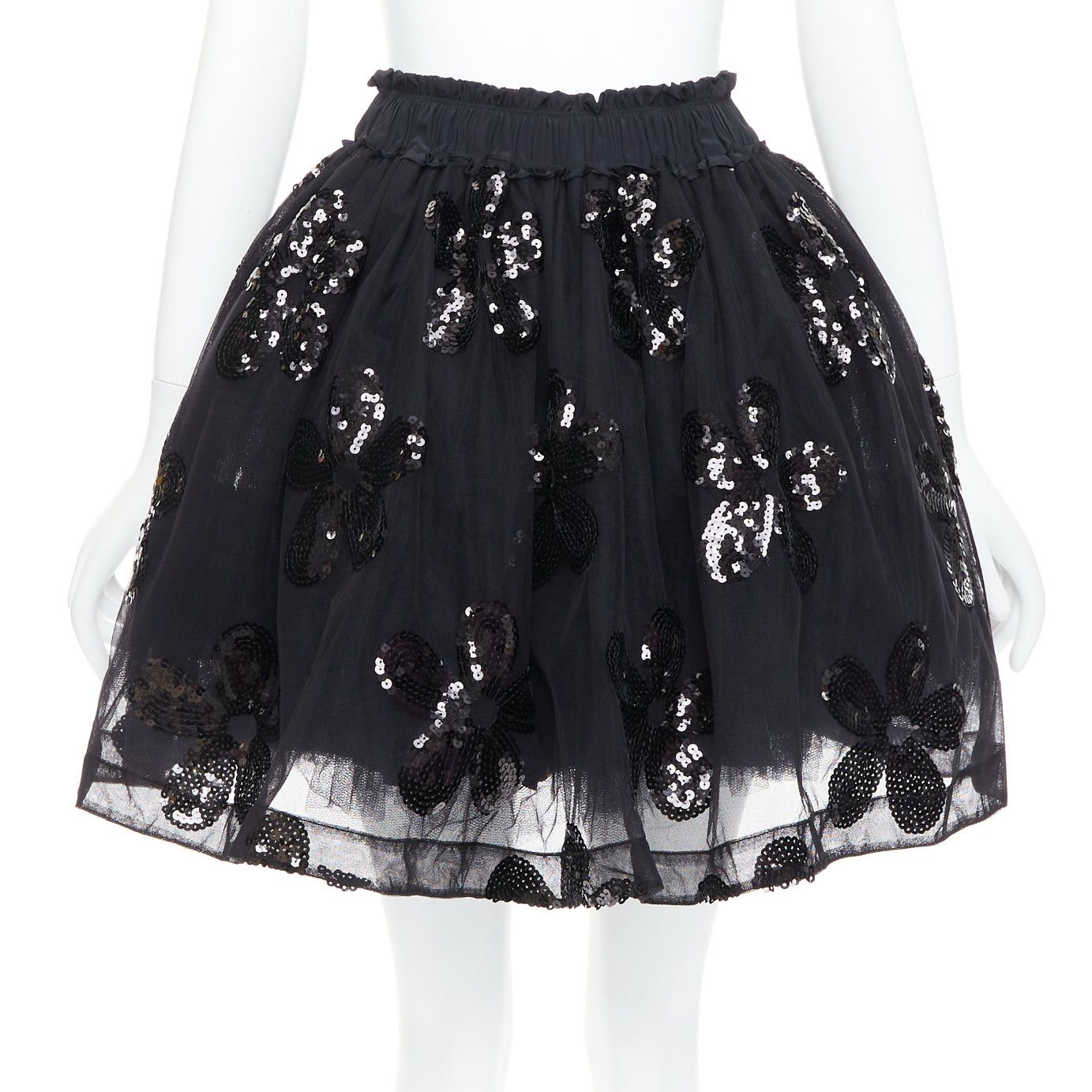 Simone Rocha SIMONE ROCHA black floral sequin embellished tulle tutu skirt UK4 XXS Size 25" / US 0 / IT 36 - 1 Thumbnail