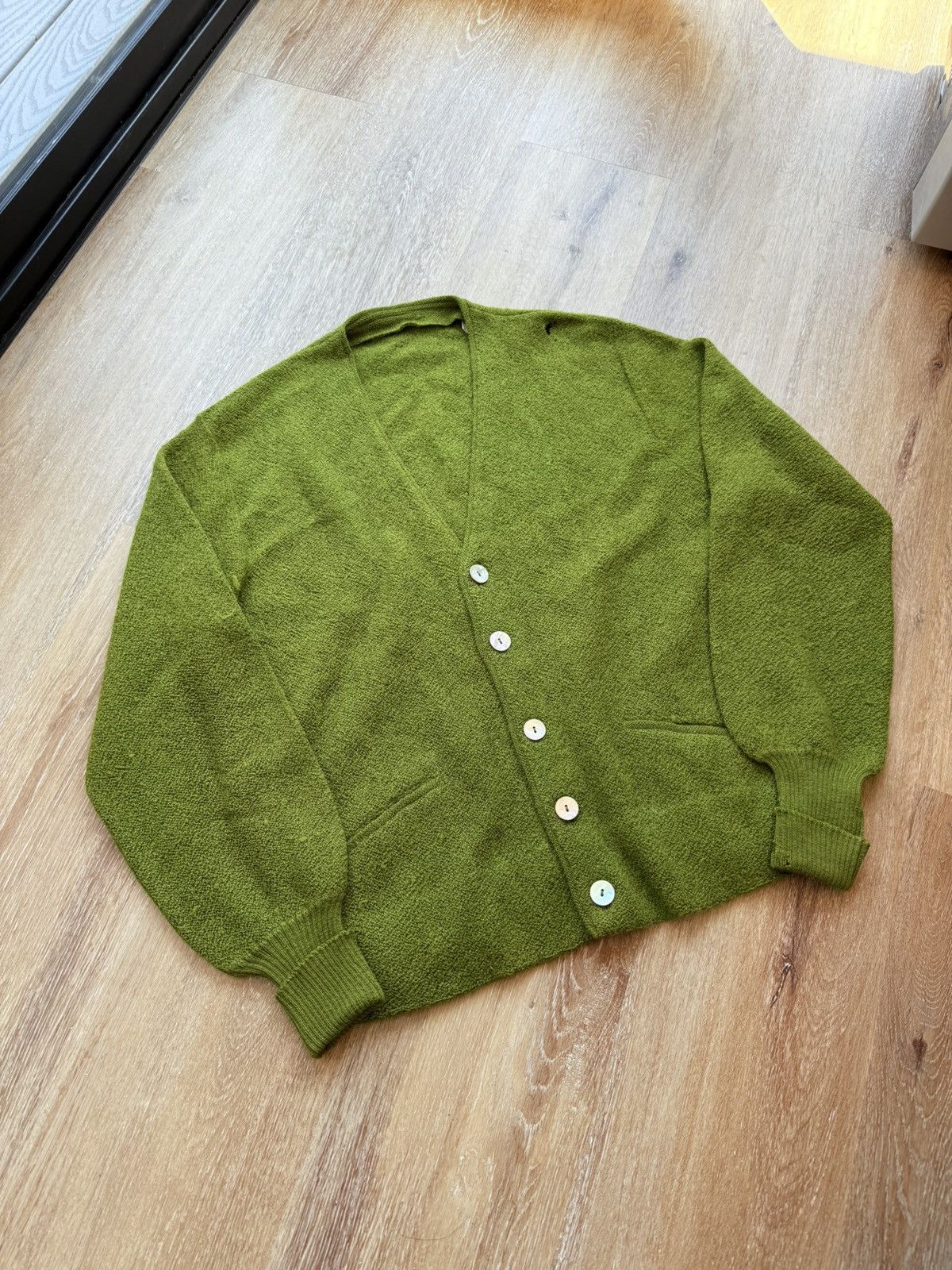 Vintage 50s 60s Green Mohair Kurt Kobain Grunge Cardigan