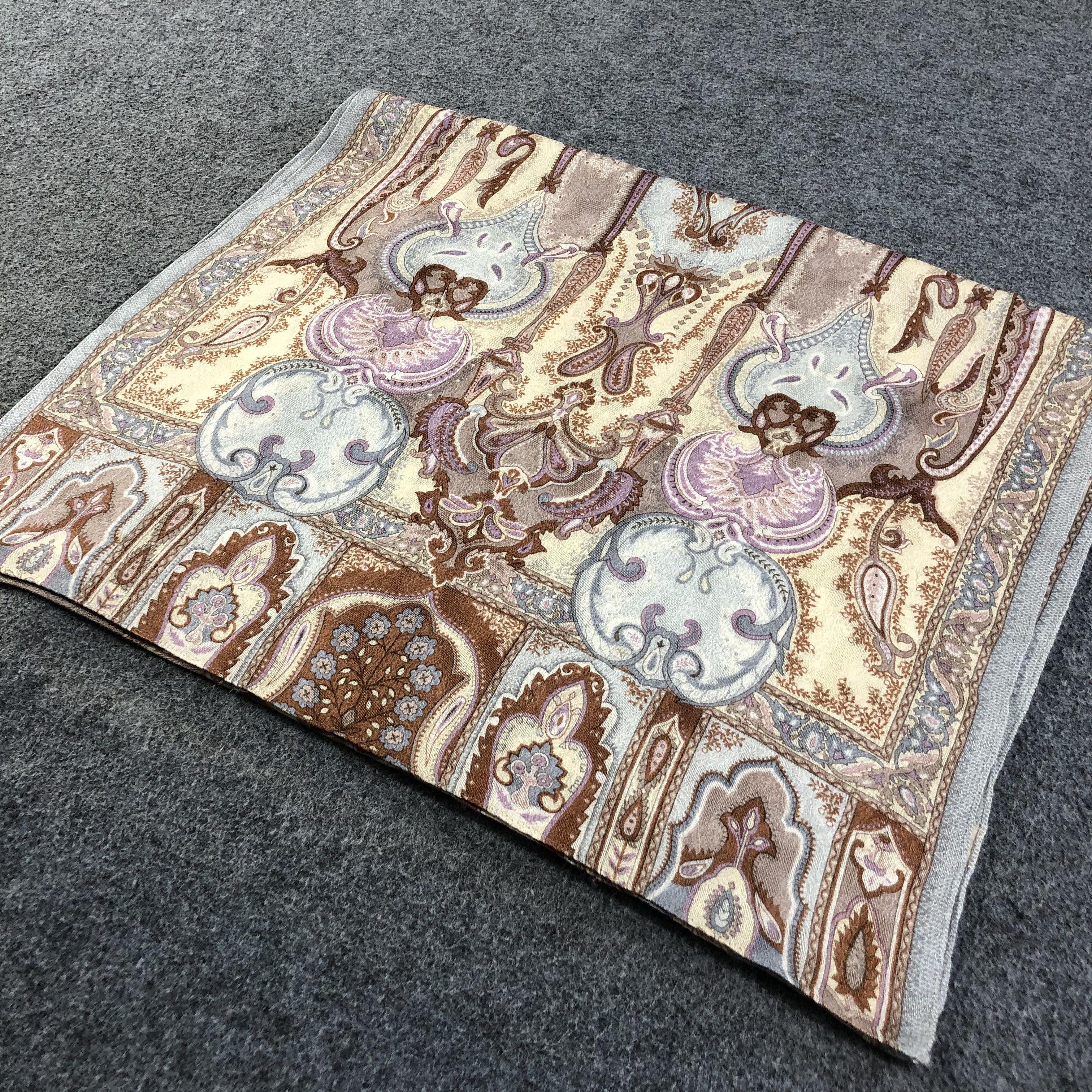 Vintage Luxury Paislee Design Silk Stole Silk Scarf M645 Size ONE SIZE - 3 Thumbnail