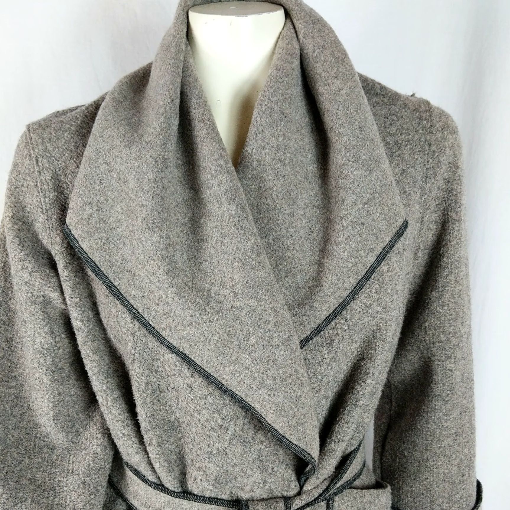 Vintage Janska Jacket Fleece Womens S Brown Wrap Shawl Pockets Comfort Edgy Lagenlook Boho Casual Slim Fit Size S / US 4 / IT 40 - 2 Thumbnail