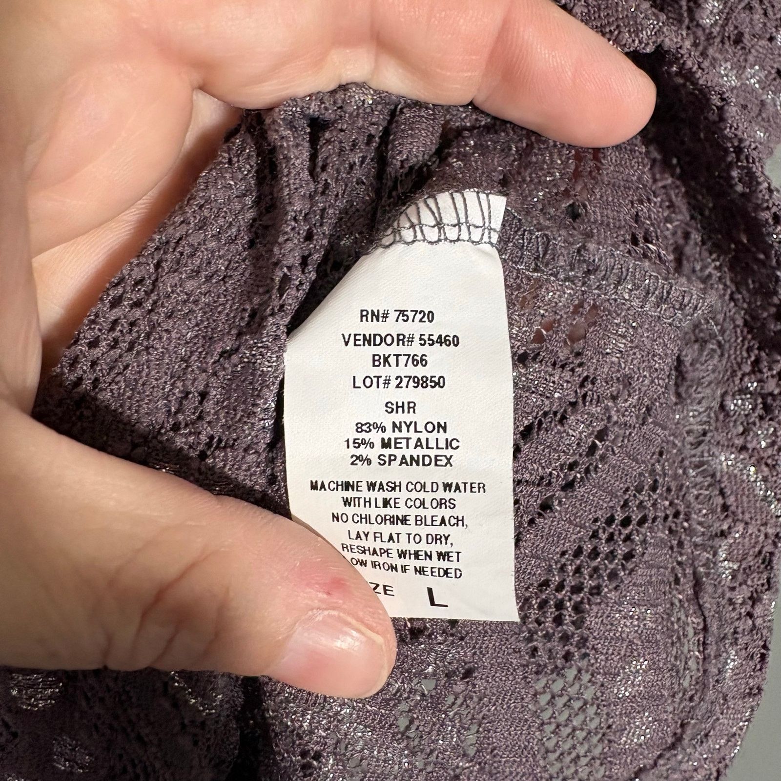 BKE BKE Women's Y2K Gray & Silver Lace & Metallic Tank Top Size L / US 10 / IT 46 - 6 Thumbnail