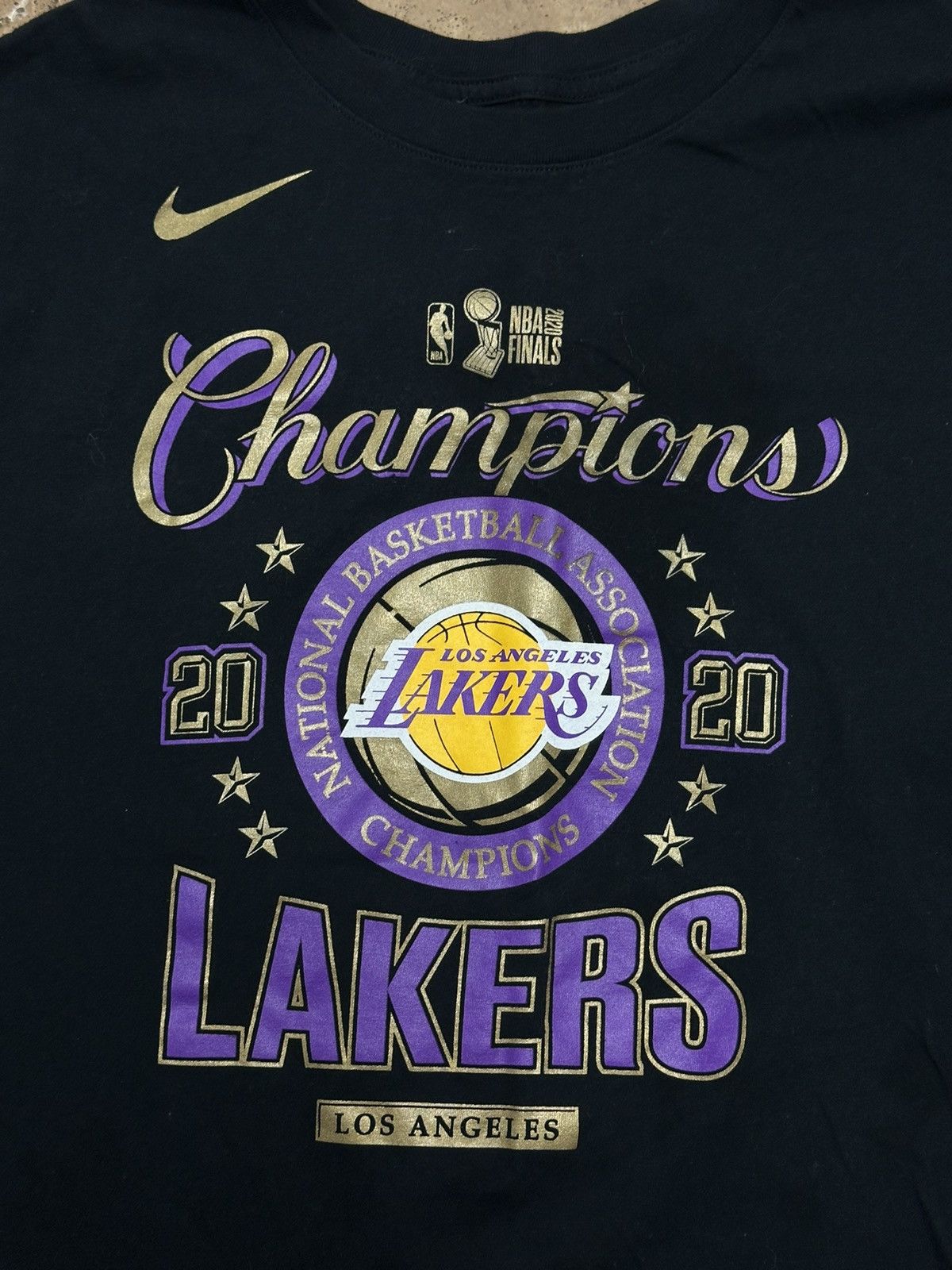 NBA × Nike Nike Los Angeles Lakers NBA Champions 2020 Dri Fit Shirt Size US XXL / EU 58 / 5 - 3 Thumbnail