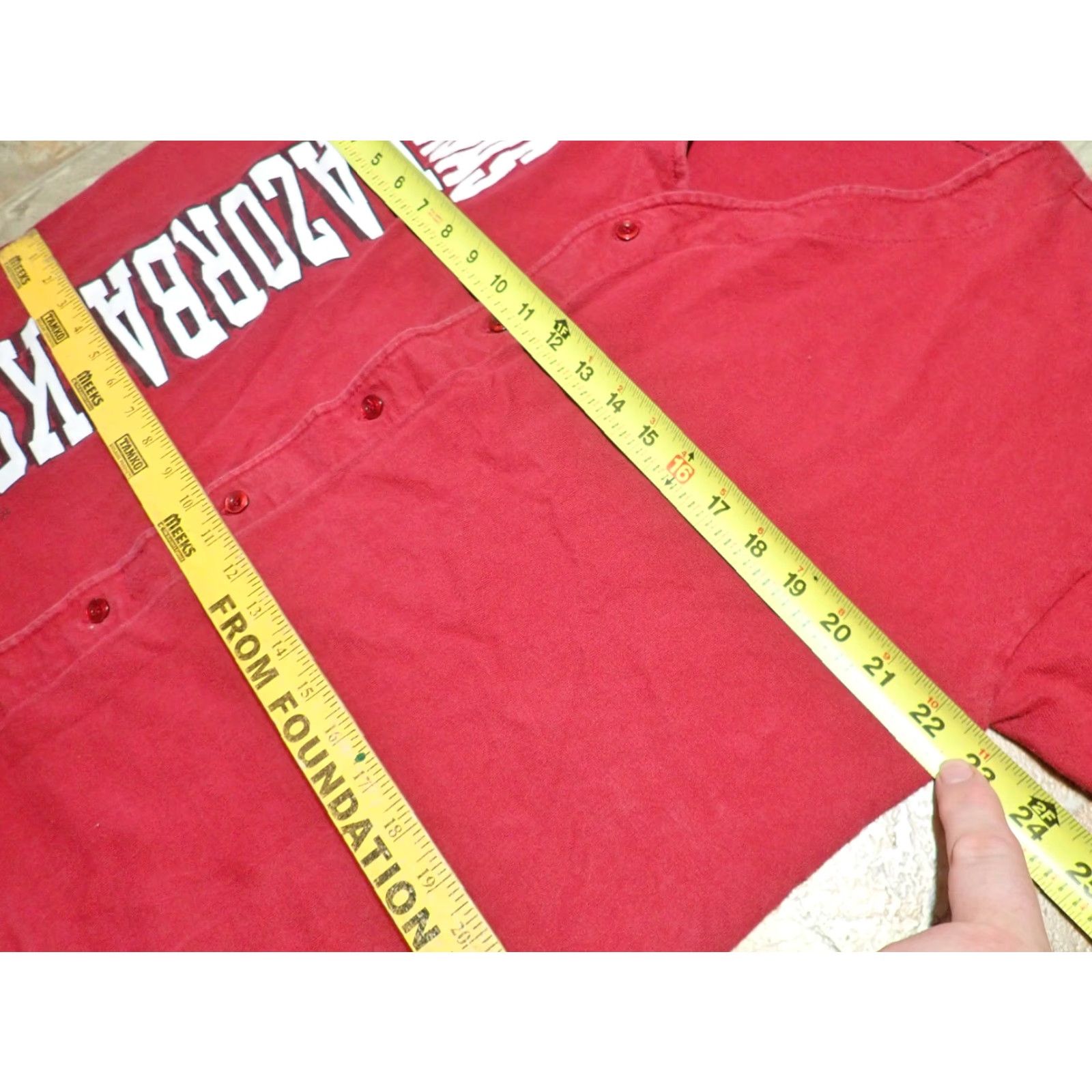 NCAA VINTAGE Arkansas Razorbacks NCAA Button Shirt Mens L Large Red 1980s Baseball Uniform Size US L / EU 52-54 / 3 - 6 Thumbnail