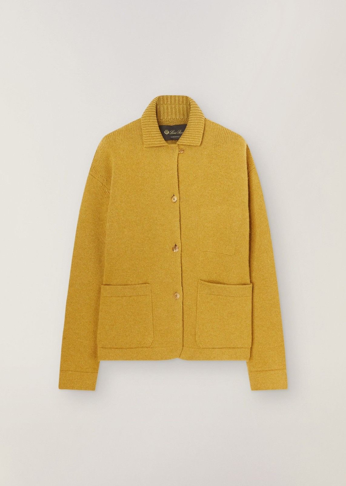 image of Loro Piana O1Loc1C0224 Oversize Line Plain Cashmere Cardigan In Yellow, Women's (Size Large)