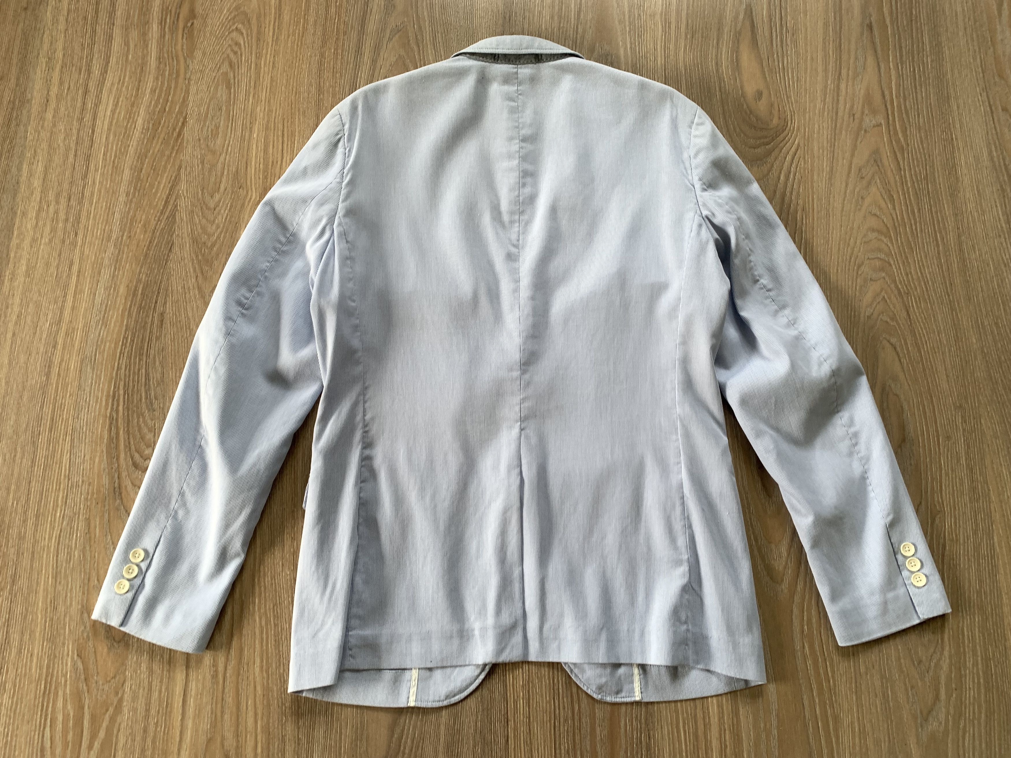 Uniqlo Uniqlo White Cotton Stripe Blazer Jacket Size US M / EU 48-50 / 2 - 3 Thumbnail