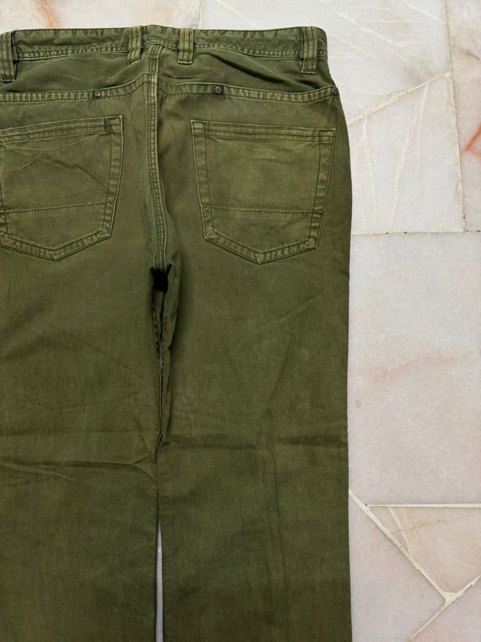 Kapital 💥Thrashed 90s Back Number Olive Green Jeans Sick style Size US 31 - 17 Thumbnail