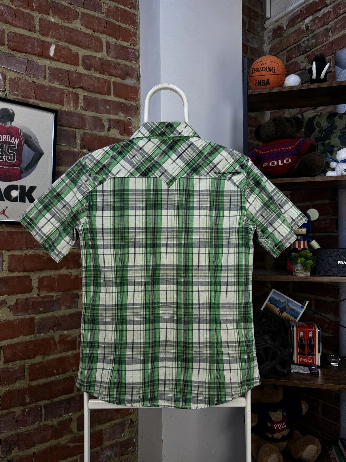 Oakley × Vintage OAKLEY Vintage Mens Short Sleeve Plaid Green Shirt Size US S / EU 44-46 / 1 - 9 Thumbnail