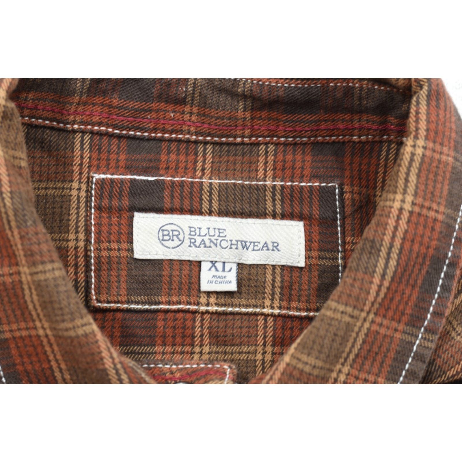 Vintage Blue Ranchwear Shirt Mens XL Brown Plaid Pearl Snap Western Long Sleeve Cotton Shirt Size US XL / EU 56 / 4 - 7 Thumbnail