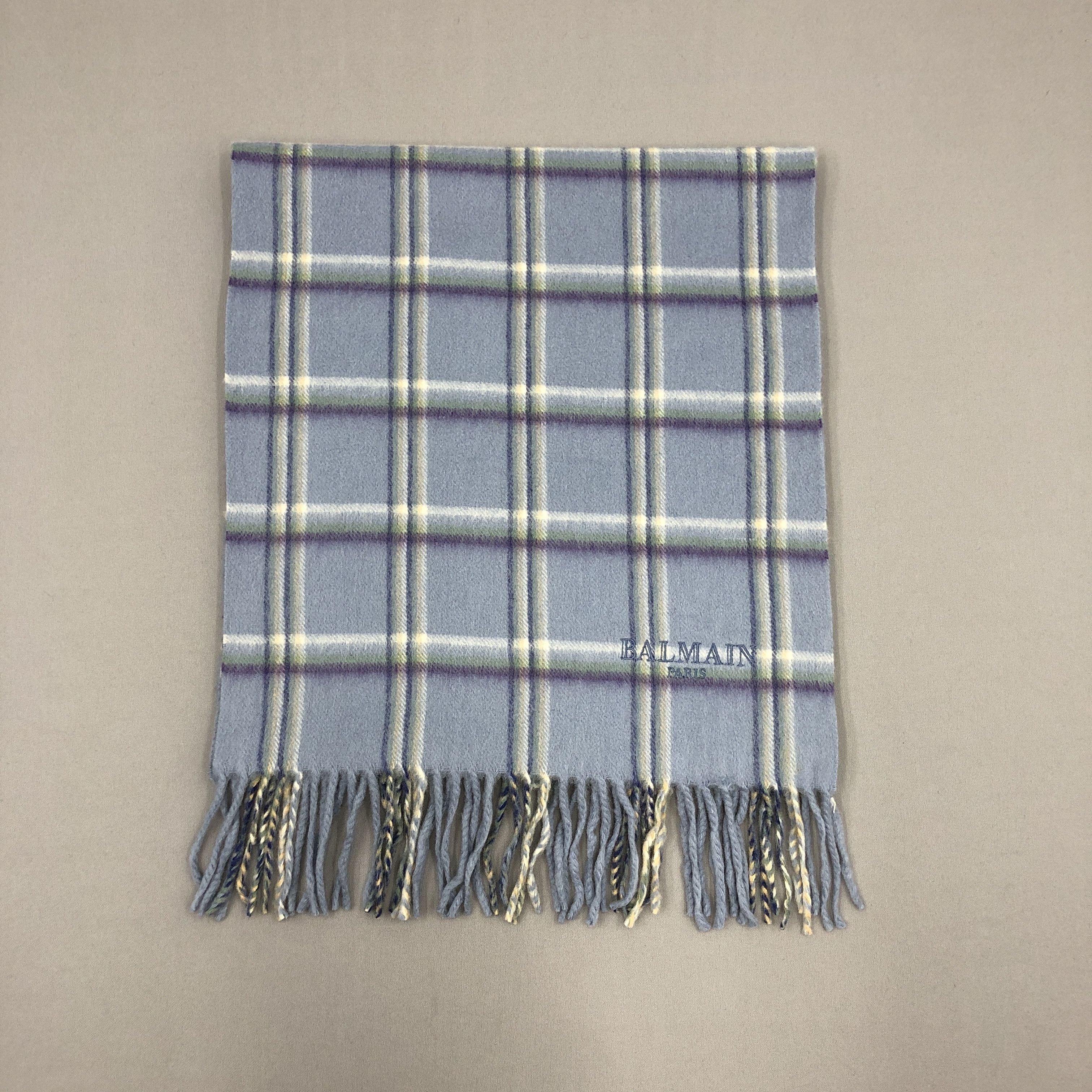 Japanese Brand Vintage Pierre Balmain Scarf Muffler Plaid Wool Scarves Size ONE SIZE - 2 Thumbnail