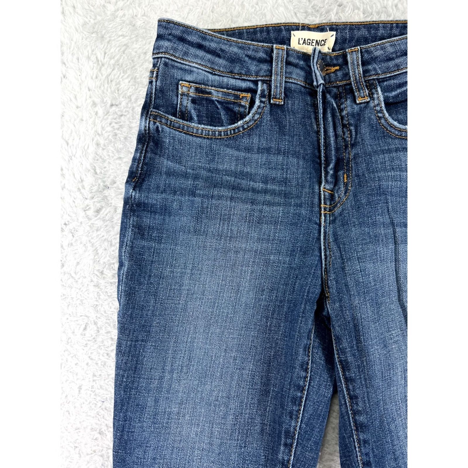 L'AGENCE L'AGENCE Jeans Womens 23 Blue Denim High Line Skinny Distressed 5-Pocket Cotton Blend Size 40" / US 18 - 7 Thumbnail
