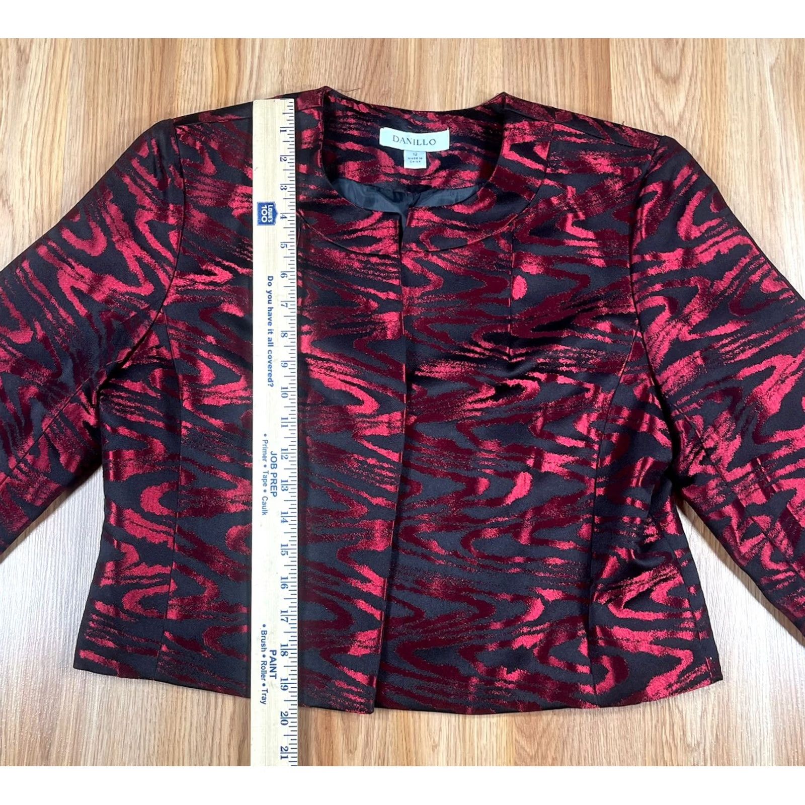 Vintage VINTAGE Danillo Blazer Woman’s 12 Red Black 100% Polyester Lined Jacket Coat Open NWT - Womens Blazer Jacket, Red Black, 12, Polyester, Open, NWT Size XL / US 12-14 / IT 48-50 - 3 Thumbnail