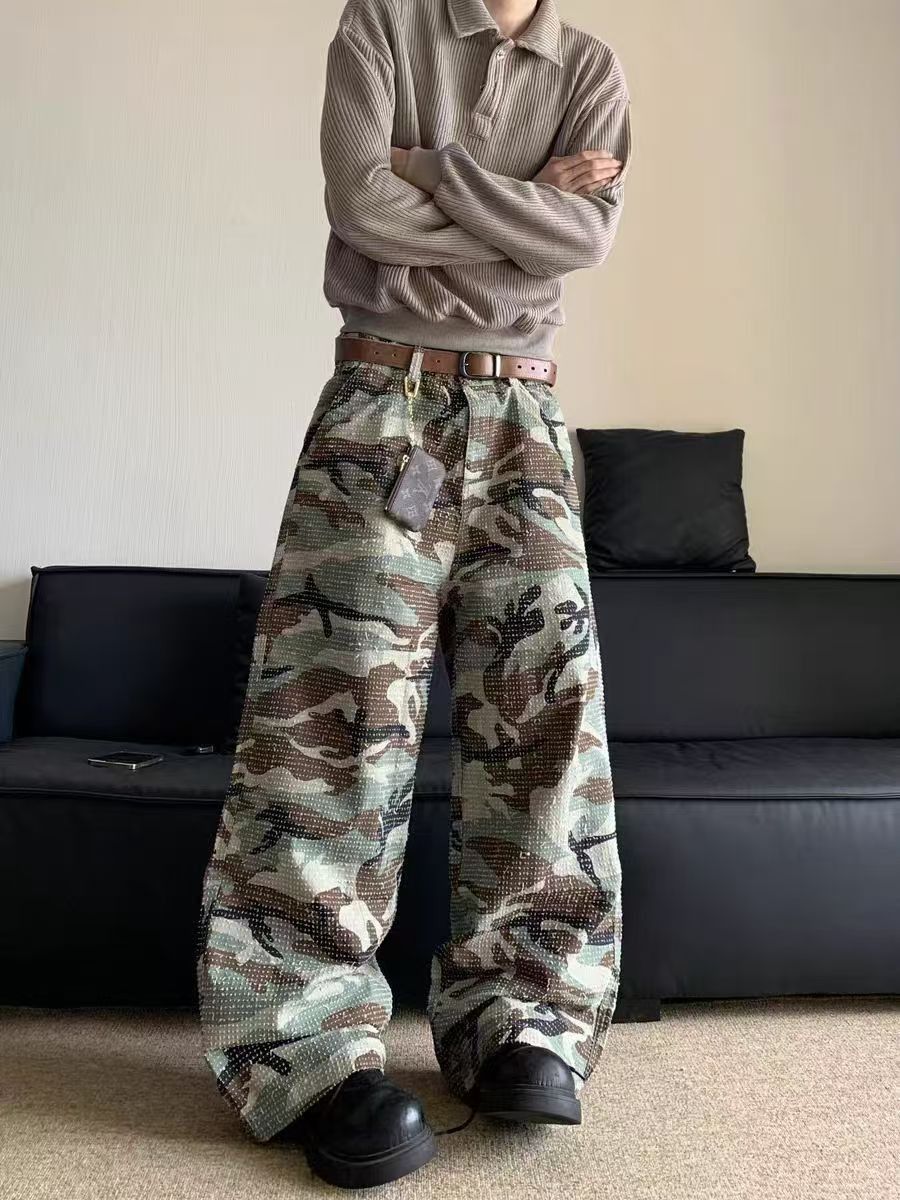 Japanese Brand × Jean Vintage camouflage workwear straight leg baggy jeans Size US 30 / EU 46 - 5 Thumbnail