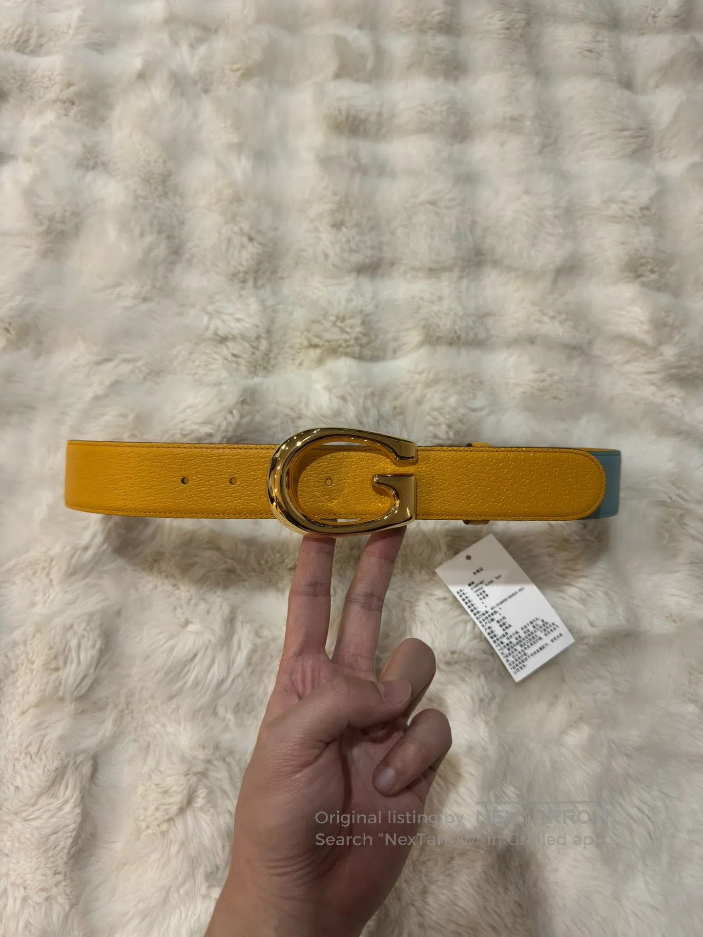 Gucci Guicci size 85 Contrasting Gold Buckle Belt| Size ONE SIZE - 2 Thumbnail