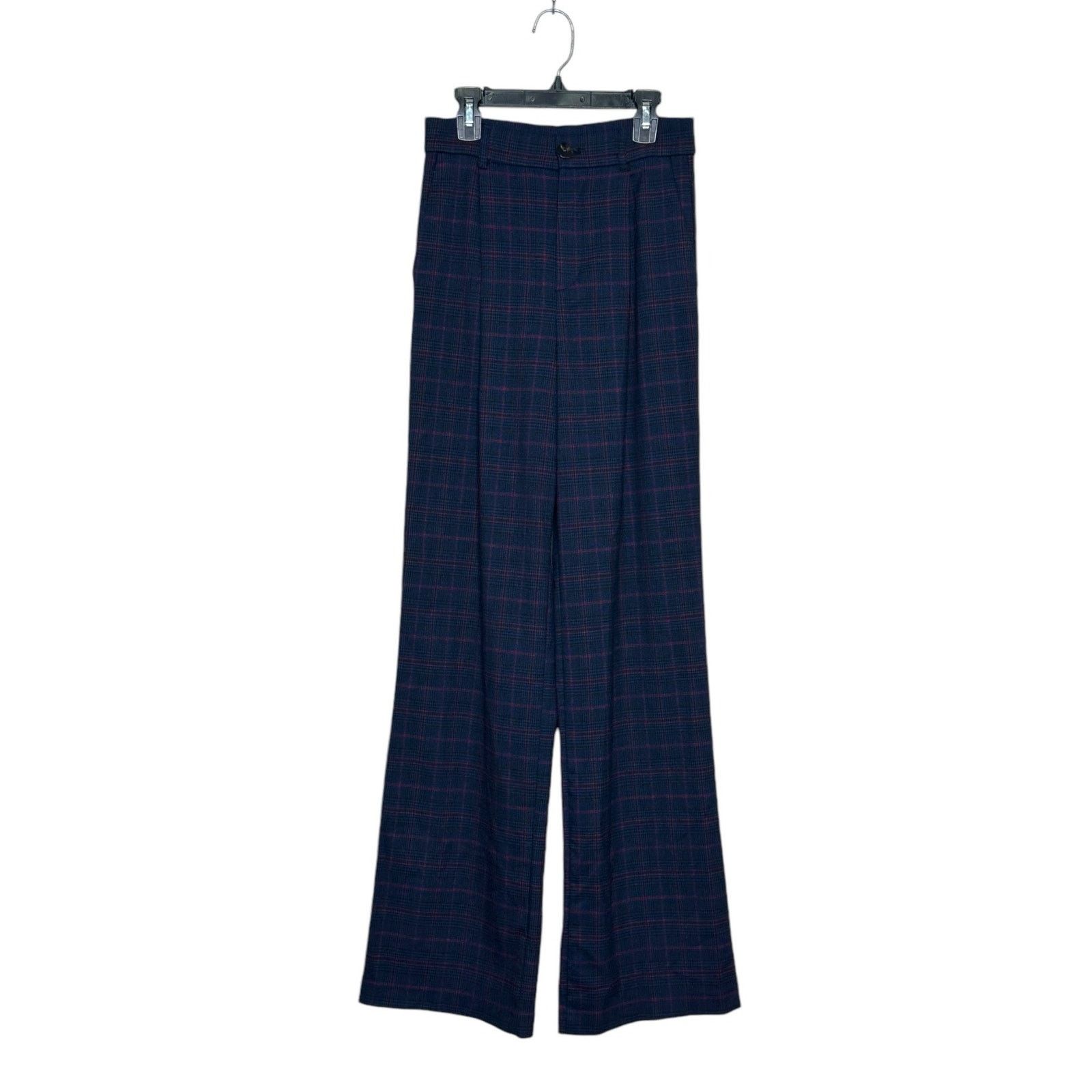 Zara Zara blue plaid wide leg pleated pants size XS Size 26" / US 2 / IT 38 - 1 Thumbnail