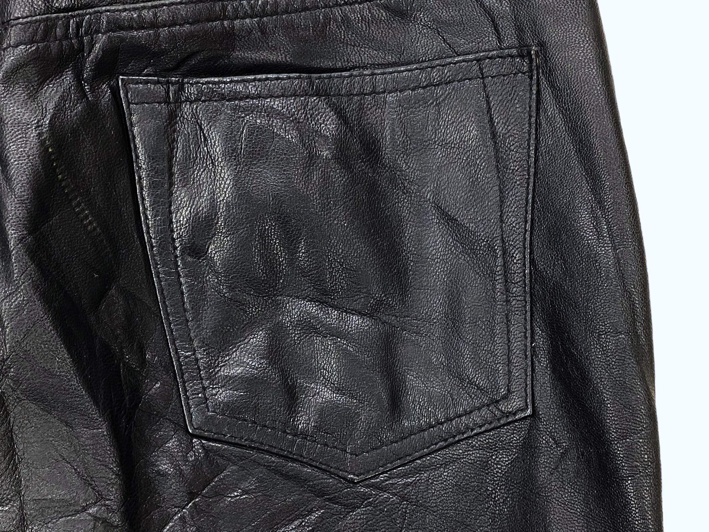 Japanese Brand Leather Pants Sheep Skin Motorcycle Black Pants Size US 30 / EU 46 - 12 Thumbnail