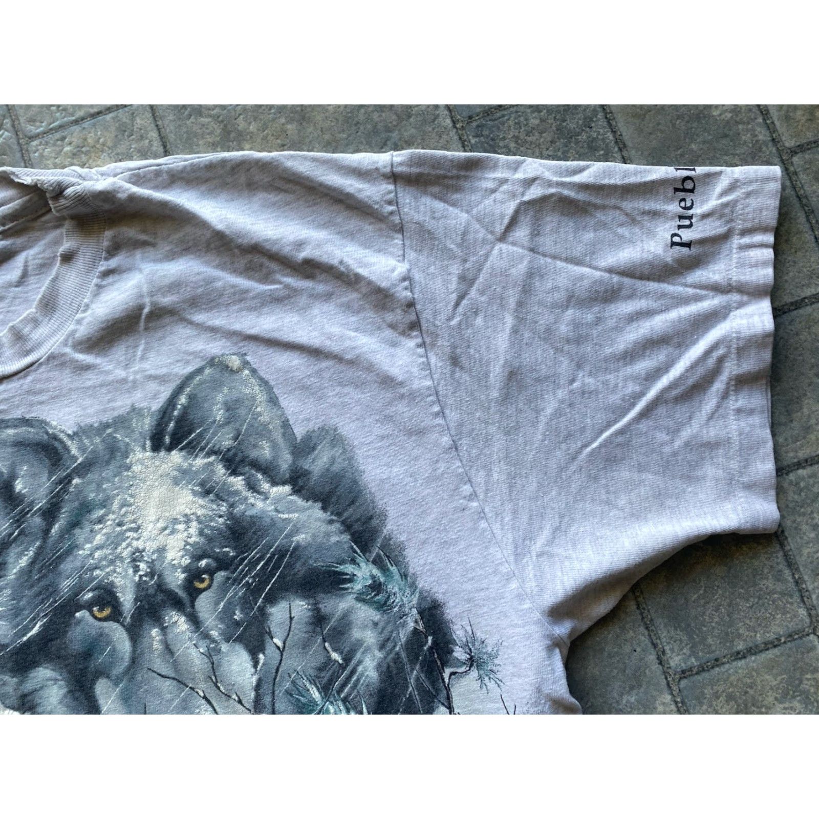 Hanes VINTAGE Hanes Beefy-T T-Shirt Men XL Gray Nature Wolf AOP Short Sleeve 90s Mens Size US XL / EU 56 / 4 - 7 Thumbnail