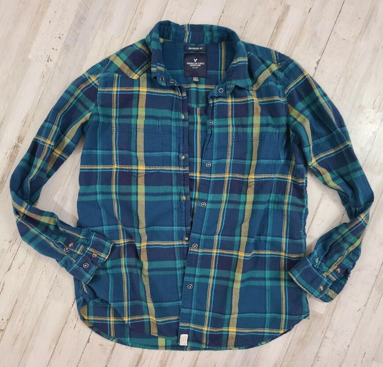 American Eagle Outfitters Anerican Eagle Plaid Shirt Womens Button Down Boyfriend Fit Size M / US 6-8 / IT 42-44 - 1 Thumbnail