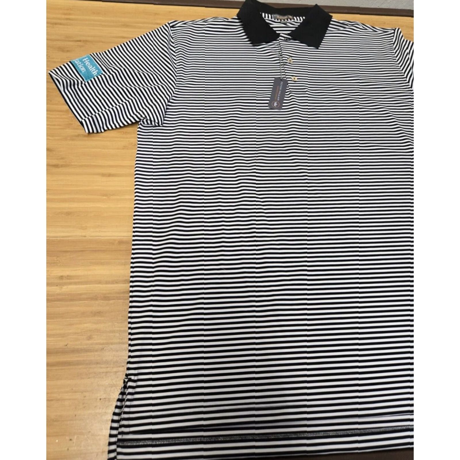 Peter Millar VINTAGE Peter Millar Golf Shirt Polo Summer Comfort Striped XL Black White Size US XL / EU 56 / 4 - 3 Thumbnail