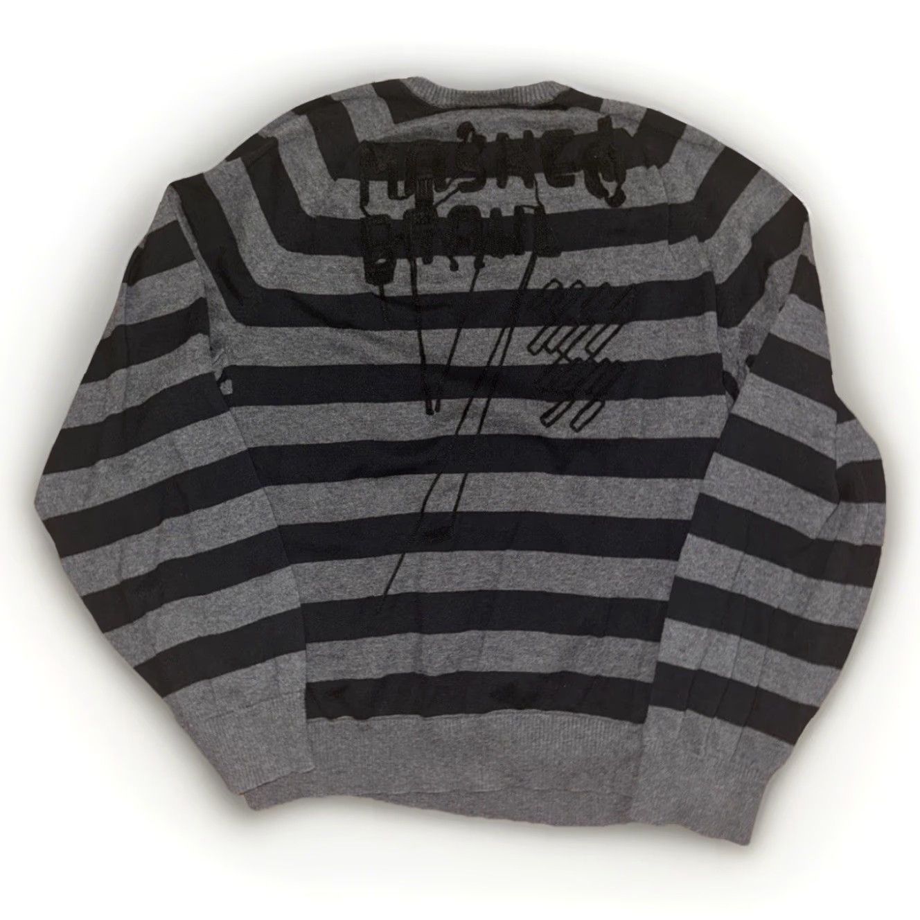 Vintage VINTAGE Artful Dodger Striped V-Neck Sweater Men’s 3XL Black Gray Casual Streetwear Knit Pullover Knitwear Shirt Size US XXL / EU 58 / 5 - 6 Thumbnail